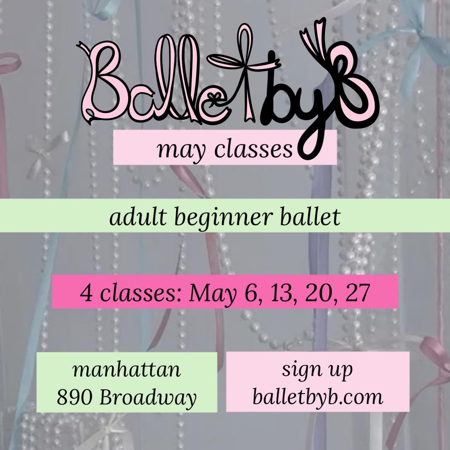 balletbyB may classes now enrolling! 🦢🌷

designed for absolute beginners, open to all levels🩰

sign up on balletbyB.com 💌