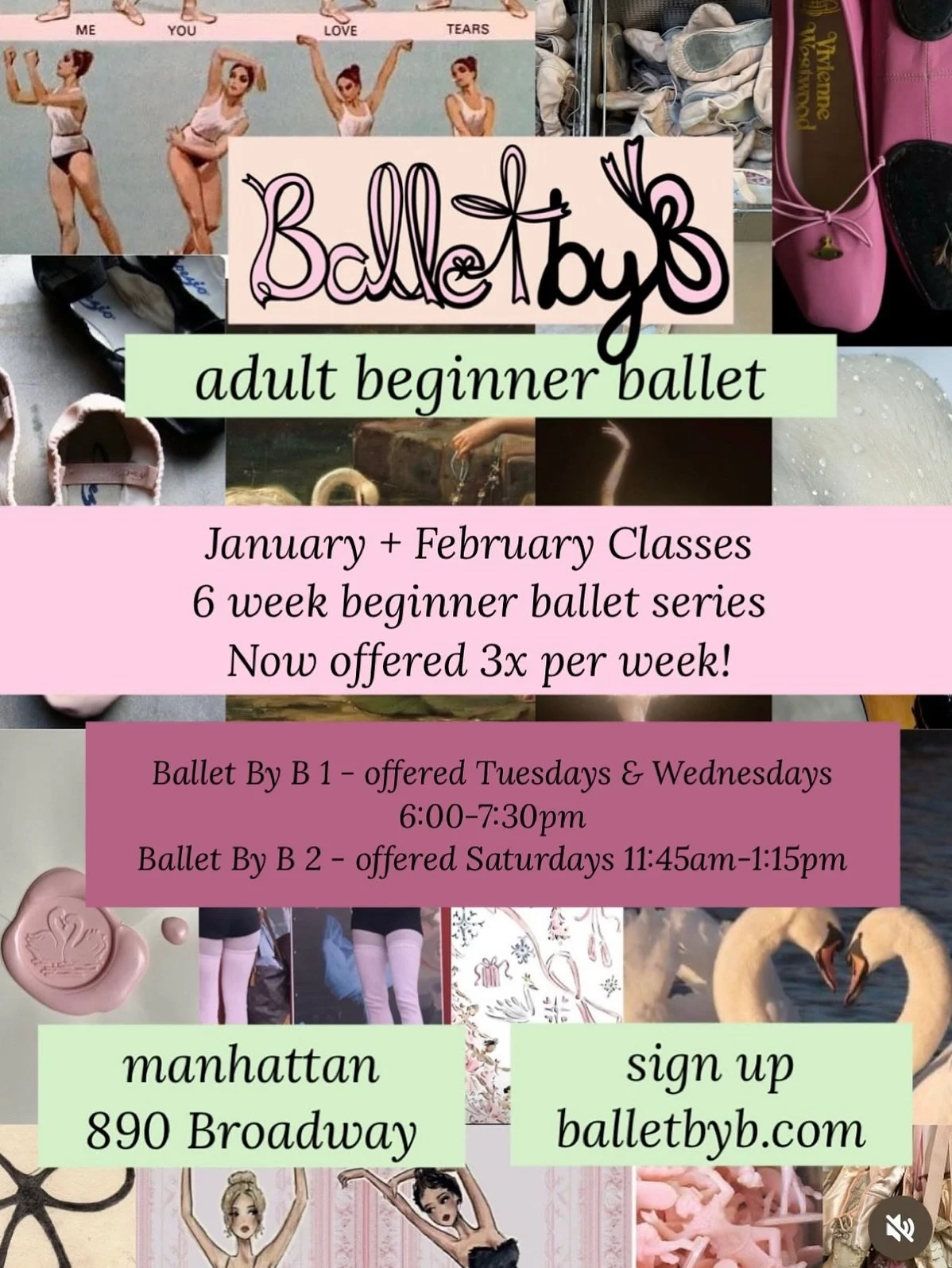 Ballet By B - January + February Classes 🩰🦢
6 week beginner ballet class series! Now offered 3x per week! All information on balletbyb.com ✨

REGISTRATION OPENS SUN DEC 28 at 2pm EST 💕