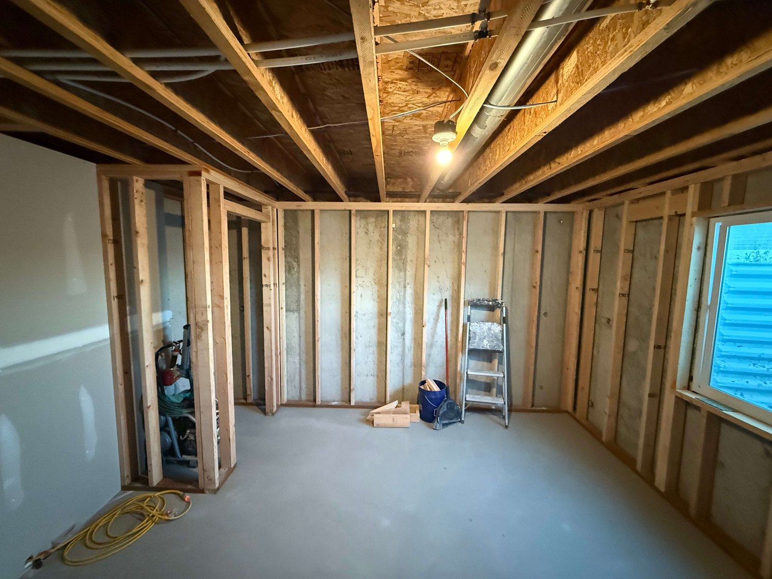 New wall framing in a Logan, Utah home by ONYX Bros