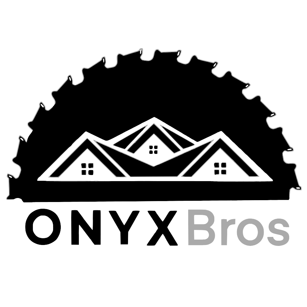 Logo featuring a circular saw blade with a house and mountain peaks inside, and the text "ONYX Bros" below.