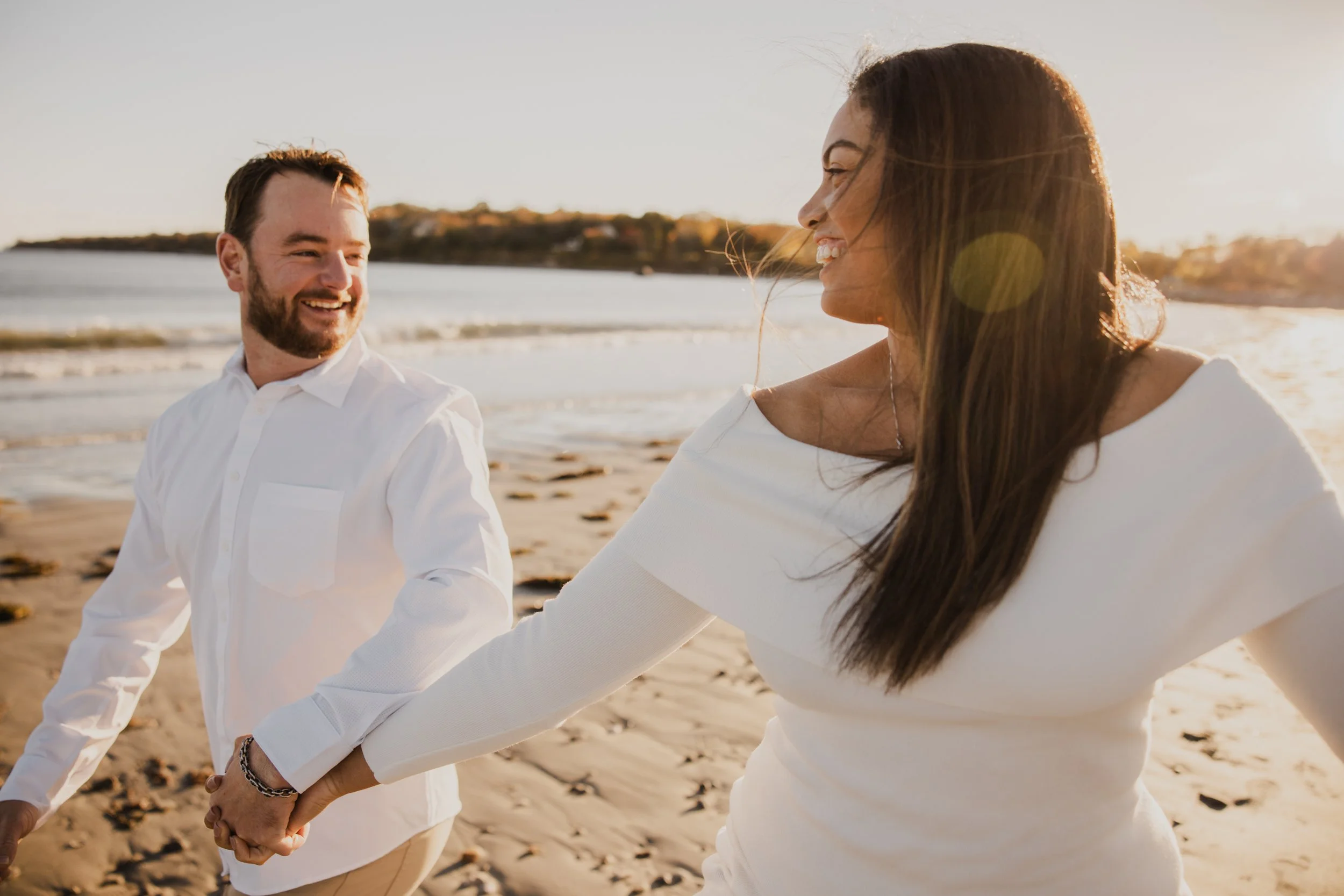 Matching Tracksuits and Beach Champagne: A Fun Providence Engagement Weekend