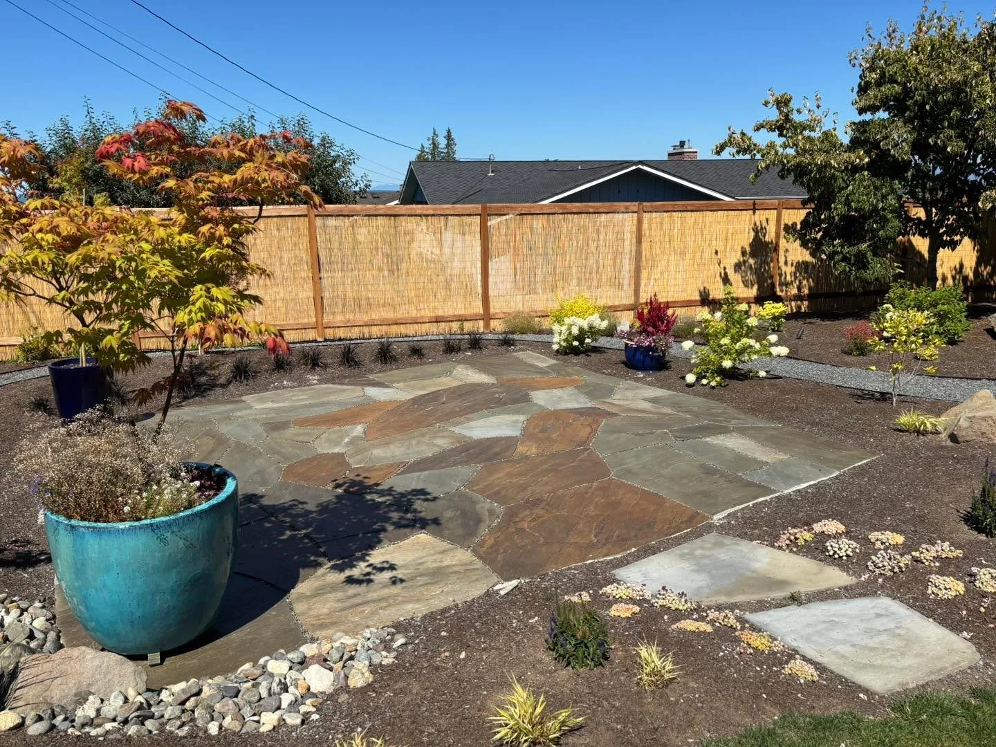 Always love checking out past projects to see how plants have started to grow in and bloom . This was our first project of this year and sure was a fun one !