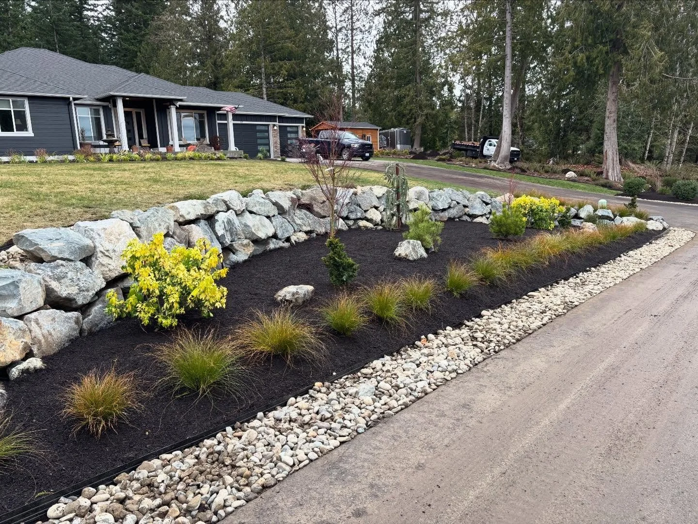 Rockery, stone pathway , and new planting beds!