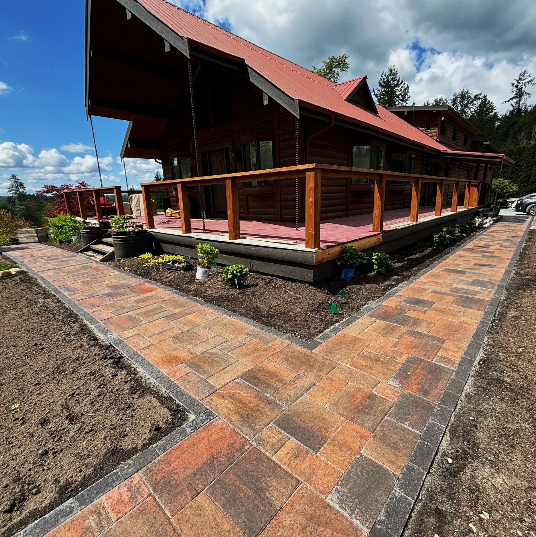 Professional paver walkway and patio installation by Pacific Pine Landscape, the premier landscaping company in Snohomish and King County.
