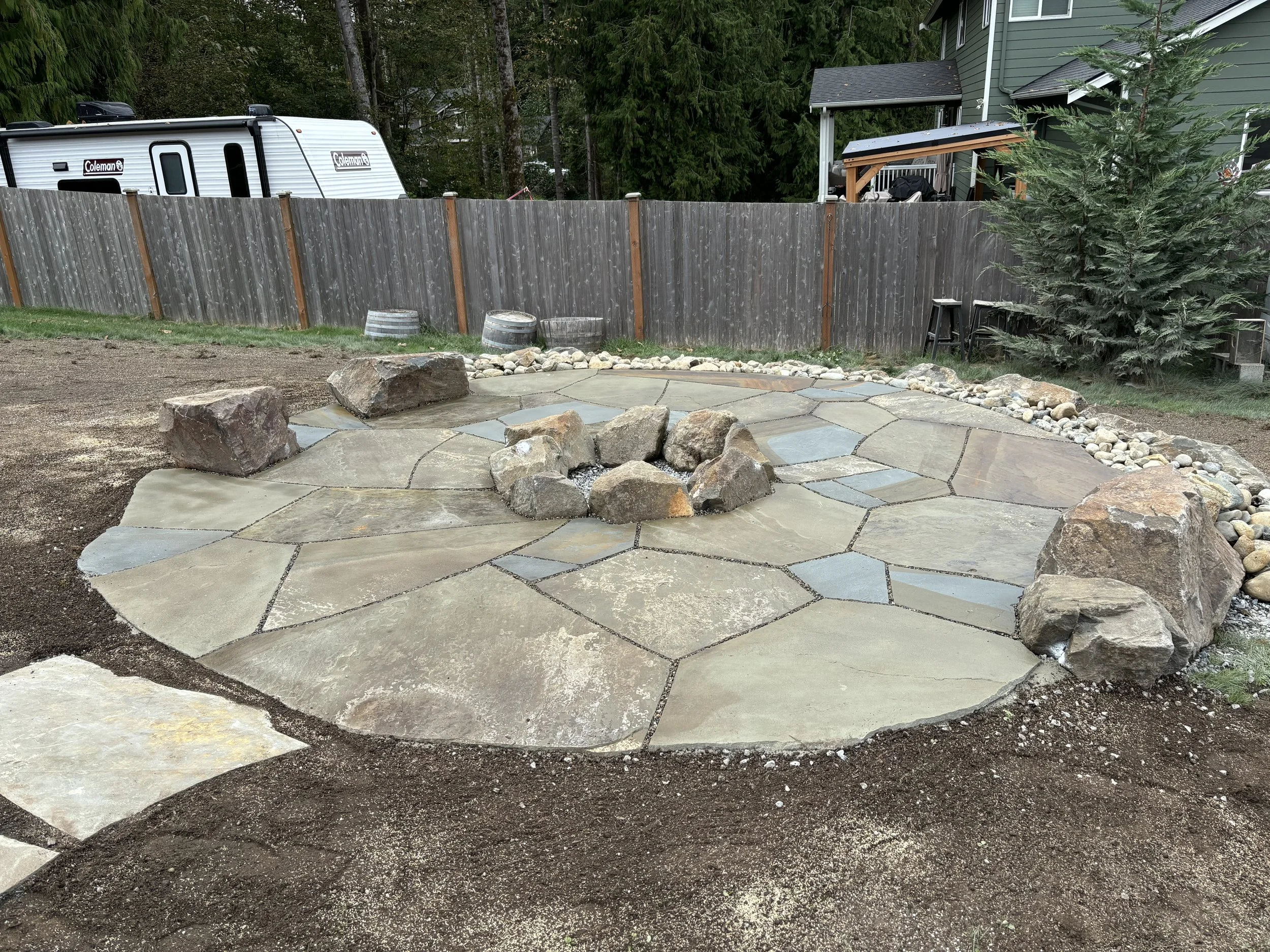 Custom built flagstone patio.