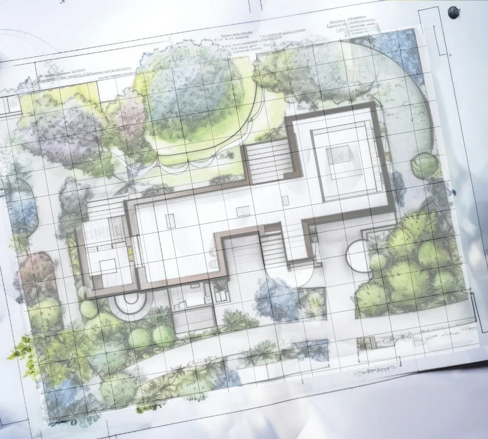 Landscape design blueprint for a project of landscaping in Monroe Washington.