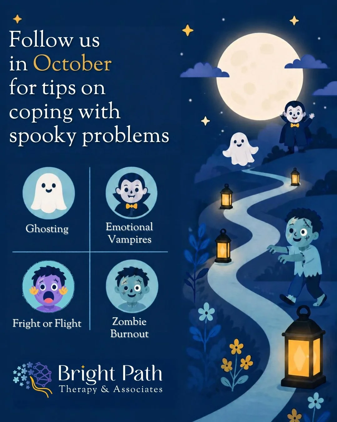 Mental health doesn't have to be terrifying. Throughout October, we&rsquo;ll be sharing actionable tools, psychoeducation, and practical tips to help you face these spooky obstacles with clarity and calm.
#MentalHealthMatters #PsychologyTips #October