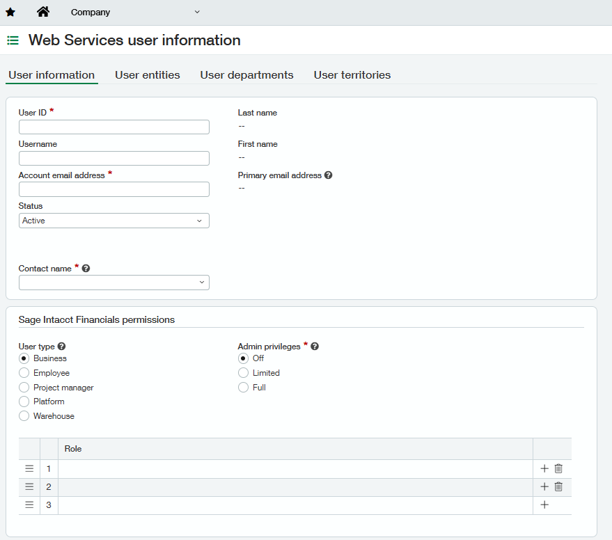 Setting up Web Services User and Permissions — Sage Intacct Technical ...
