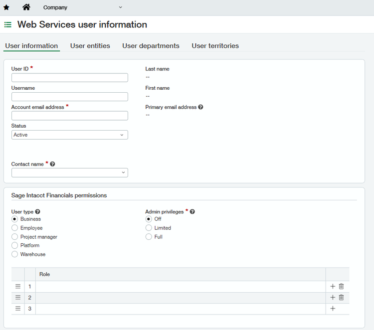 Setting up Web Services User and Permissions — Sage Intacct Technical ...