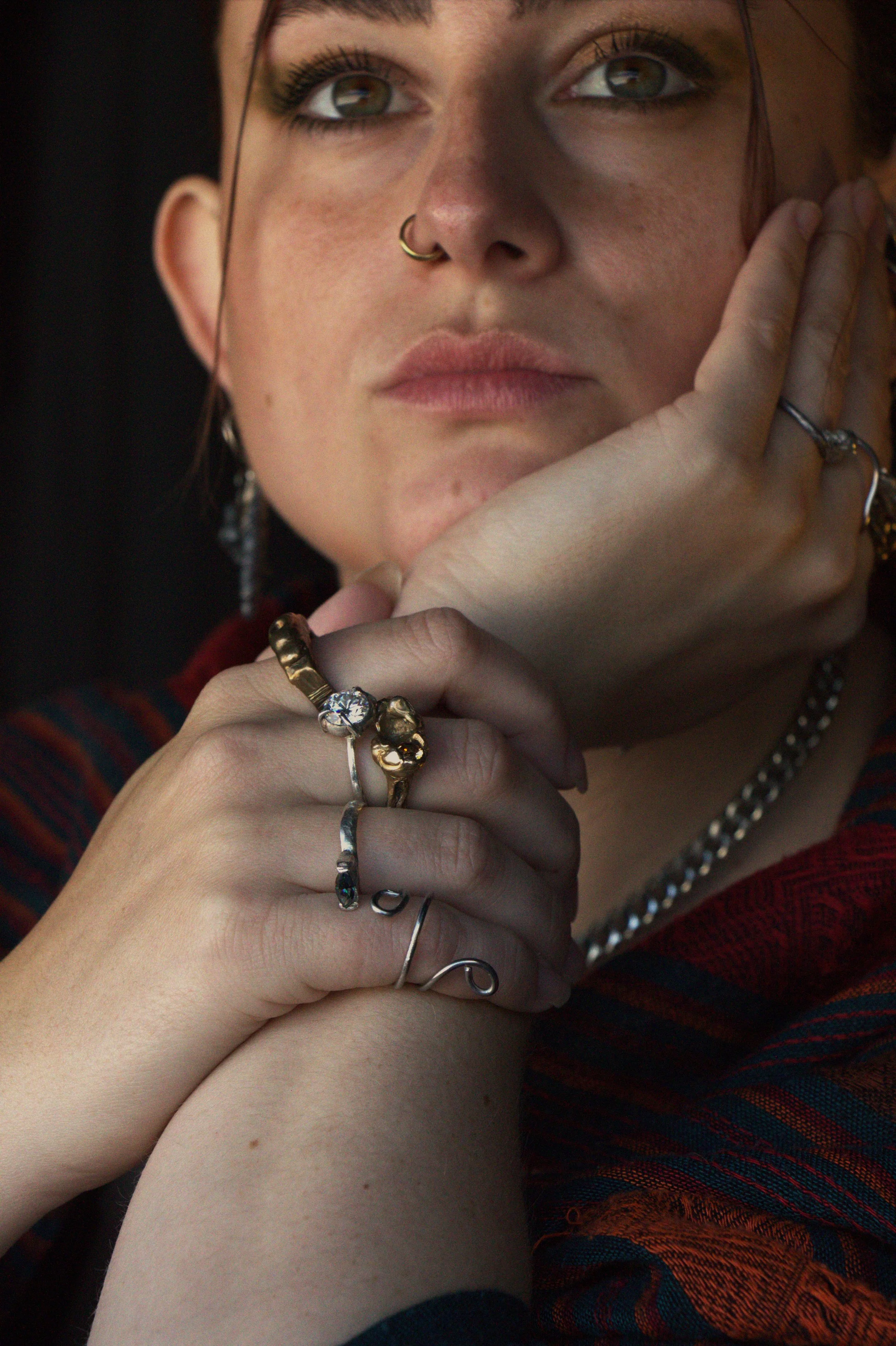 Silver 925 & Polished Brass - Hand sculpted 