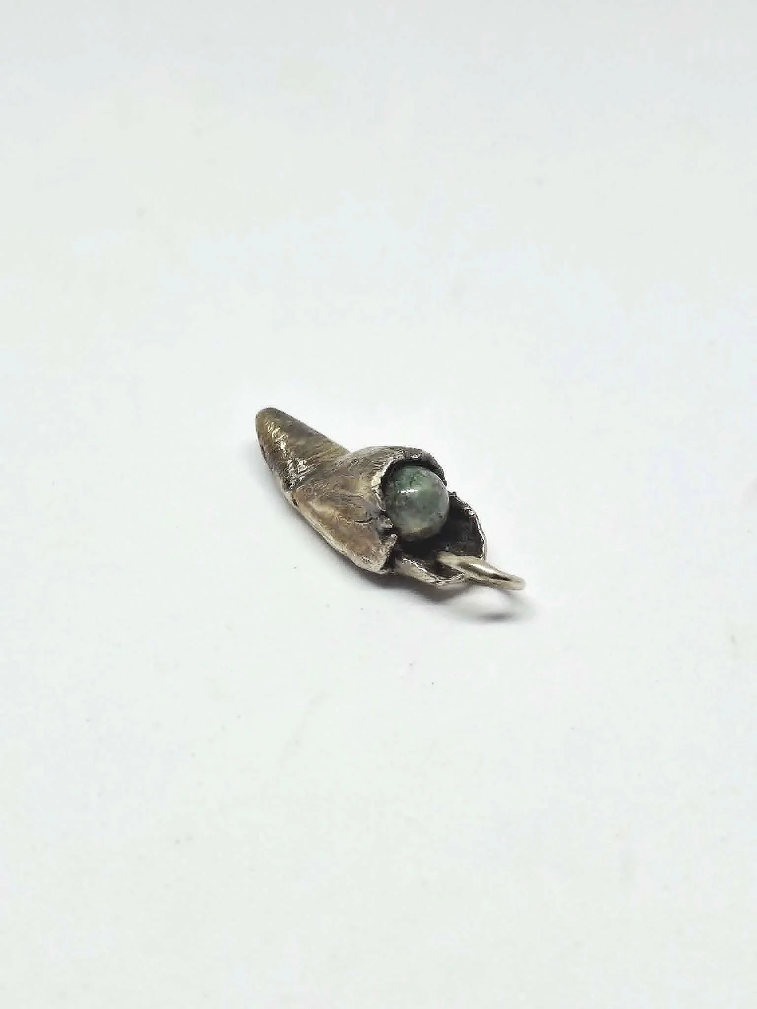 Silver Cone with Moss Agate Pendant
