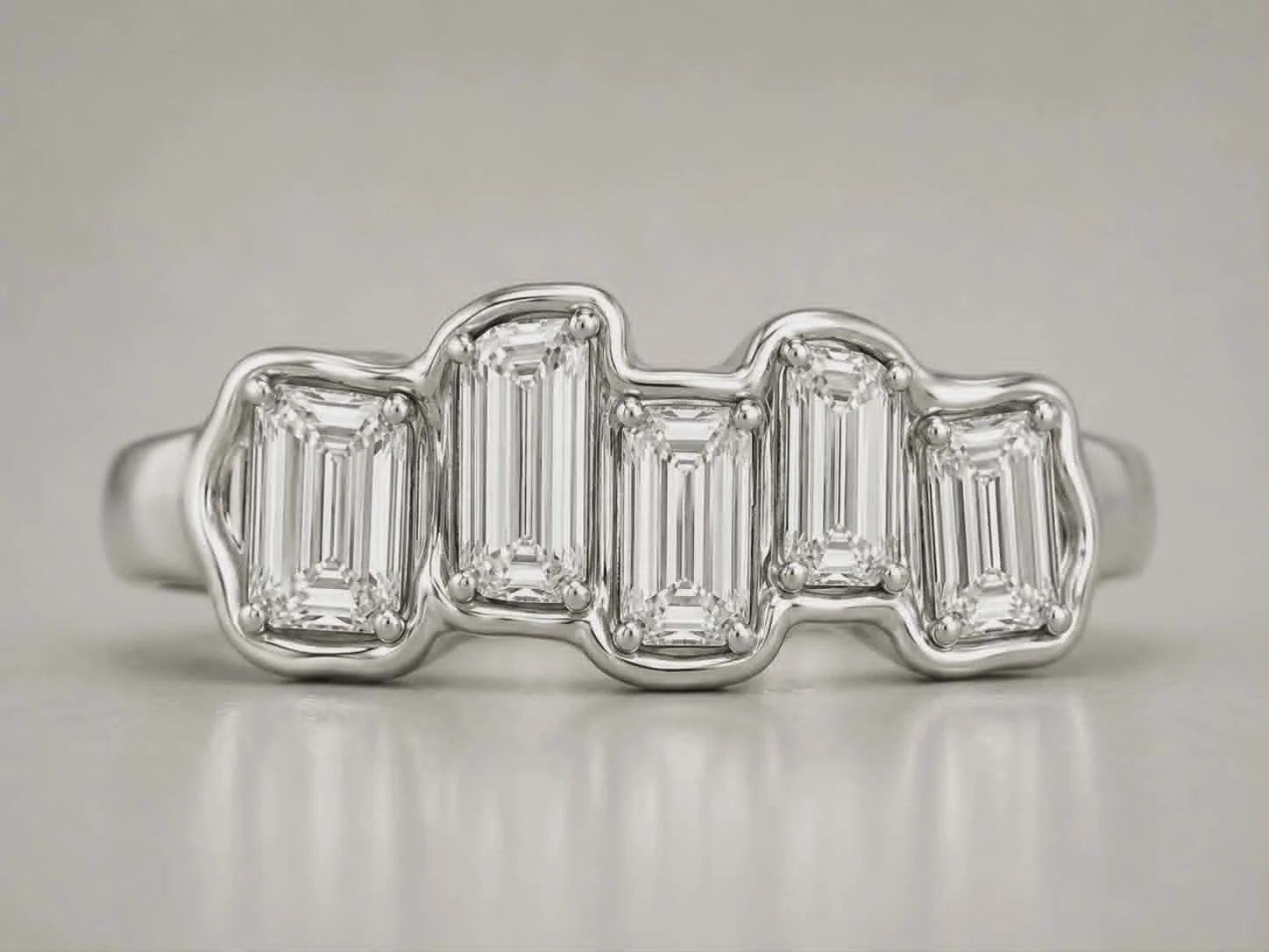 Wonky Line of Diamonds Ring
