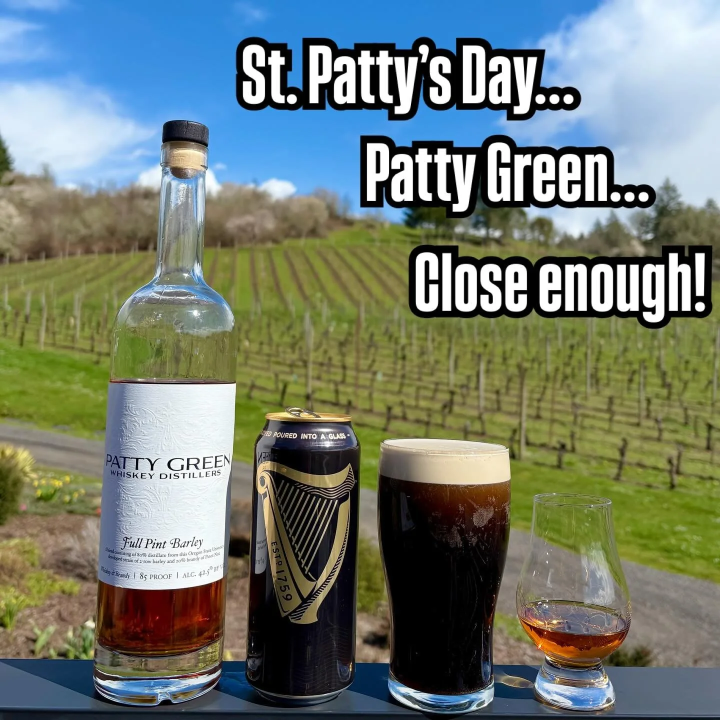 Full Pint and a Full Pint! Happy St. Patty&rsquo;s Day!
.
.
#whiskey #barley #americanwhiskey #brandy #oregon #willamettevalley #barleyworld #diethewolf #knowyourfarmer #womeninwhiskey #femaledistiller #worldsgreatestlemonade #craft #smallbatch #whis