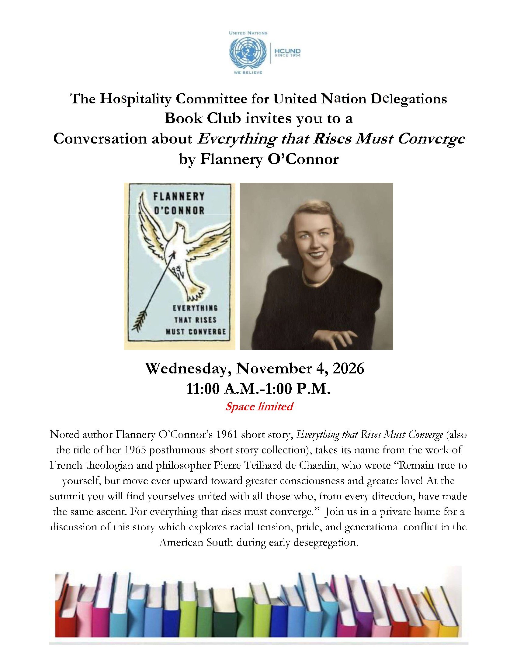 Book Club Discussion: “Everything that Rises Must Converge” by Flannery O’Connor - HCUND Coordinator: Joan Colen