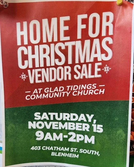Holiday Vendor Event - Saturday November 15, 2025 - Glad Tidings Community Church. 9 am to 2 pm