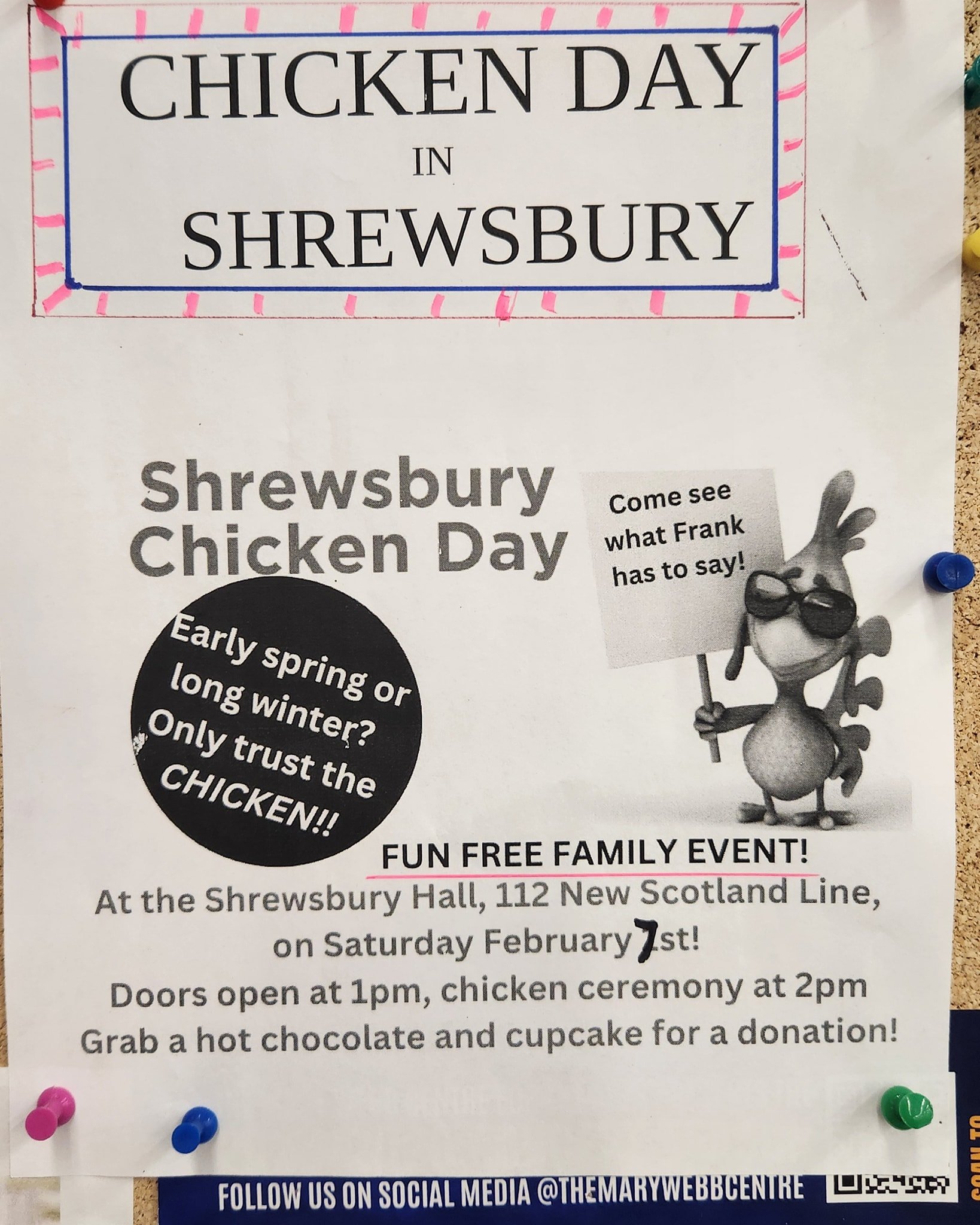 CHICKEN DAY IN SHREWSBURY!
Saturday, February 7, 2025.

See the poster for details.