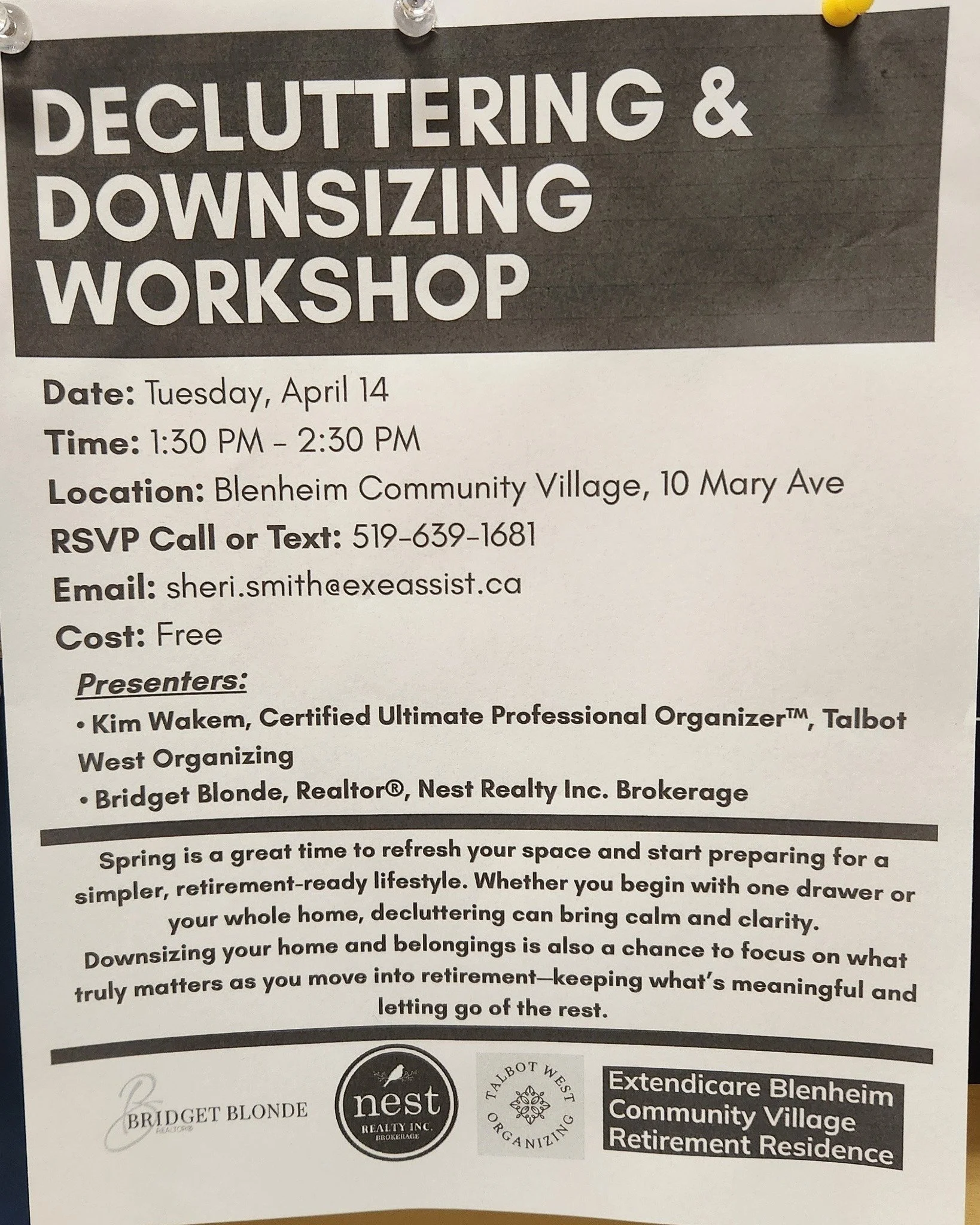 Just in time for Spring cleaning! Check out this great event being hosted in Blenheim.

@talbotwestorganizing Talbot West Organizing