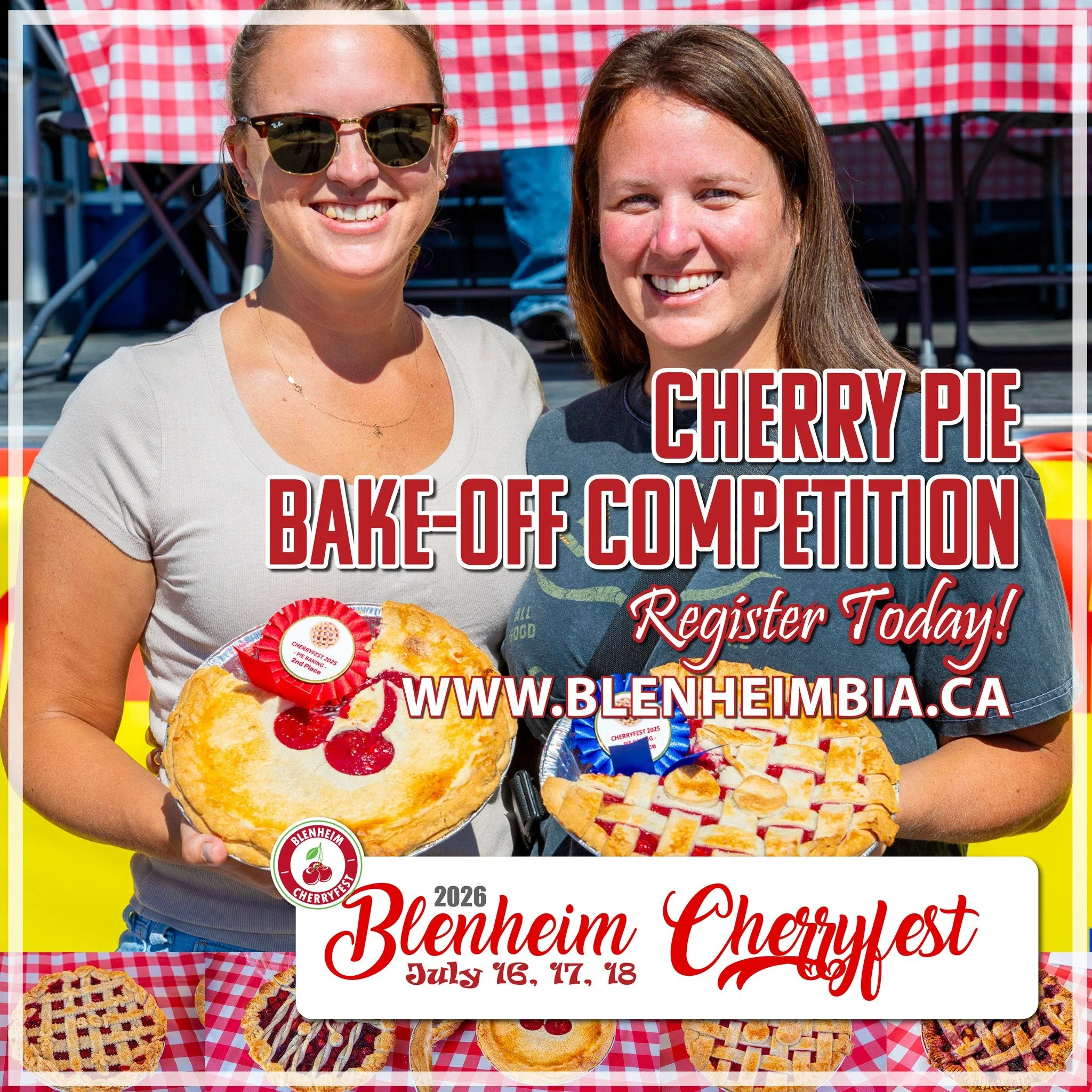 Blenheim Cherryfest: Pie Bake-Off Registration!
Get ready to show off your baking skills at the Blenheim Cherryfest Pie Bake-Off: It's gonna be a sweet time! 

Whether you're a seasoned baker or just love to bake for fun, this event is for you! Show 