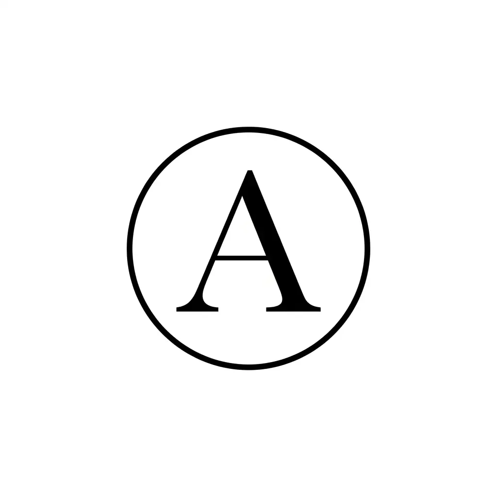 Black letter A inside a circle on a white background.