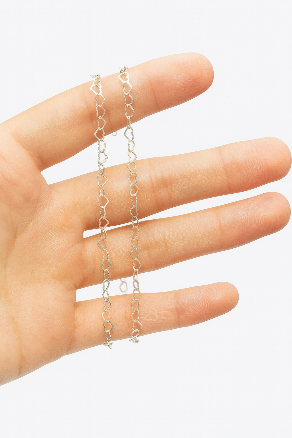 925 Sterling Silver 4mm Flat Heart Chain