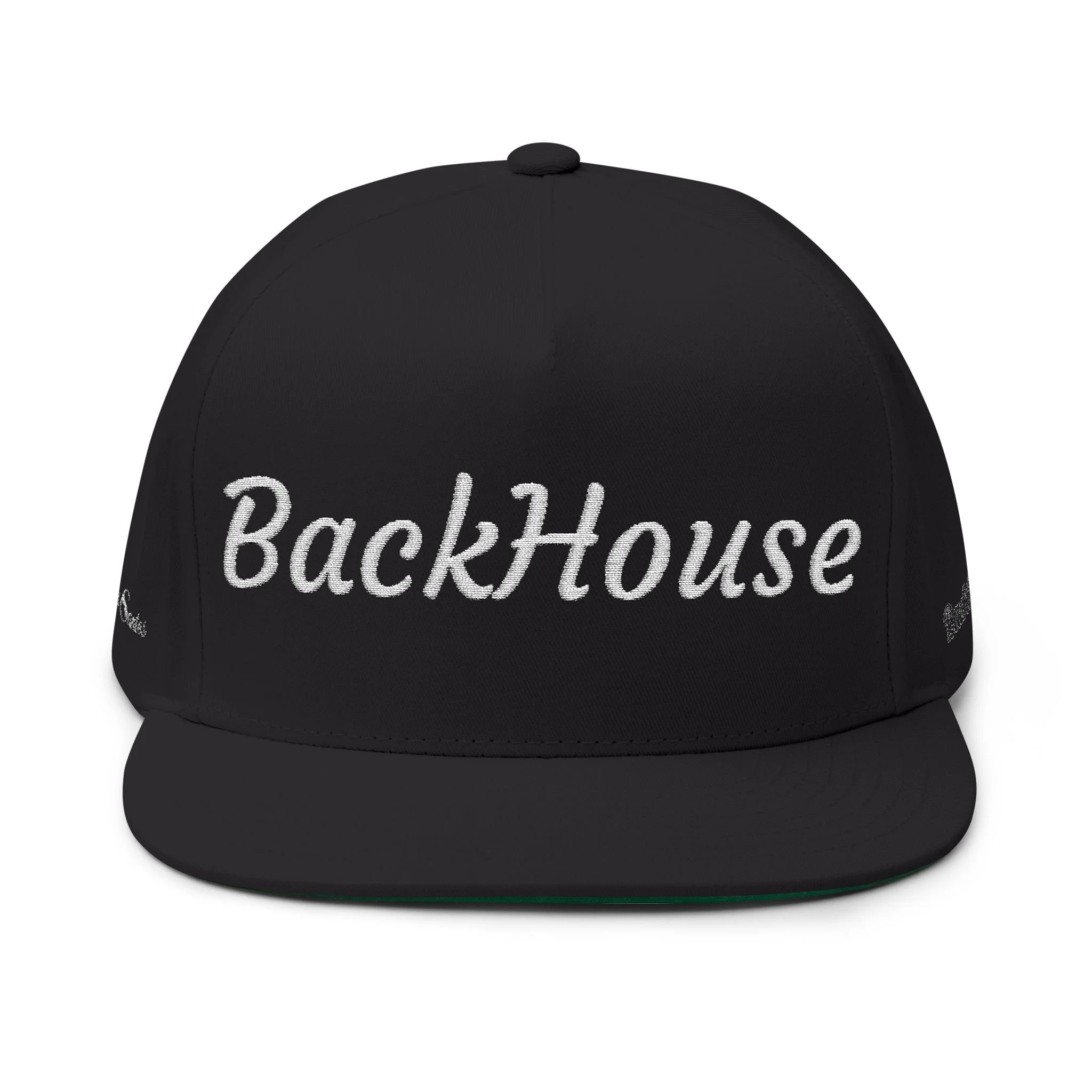 BackHouse embroidered Flat Bill Cap | script logo snapback