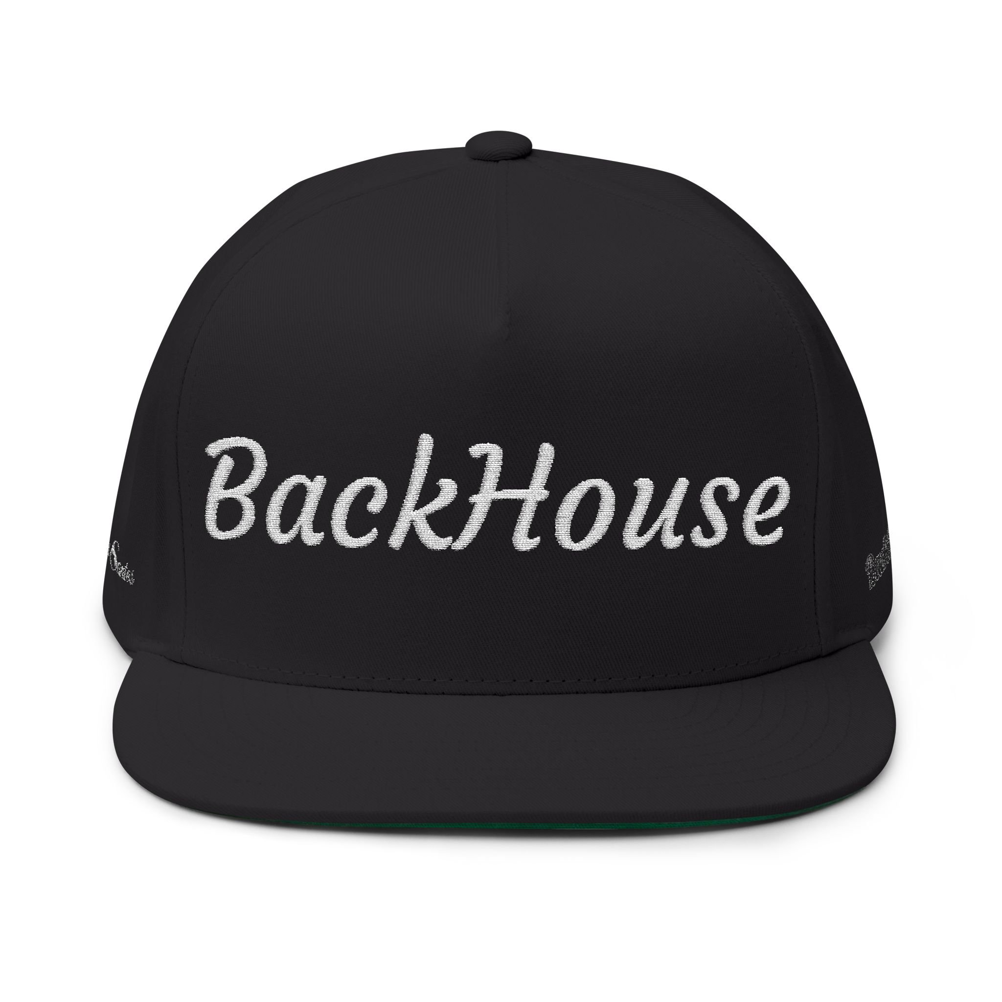 BackHouse embroidered Flat Bill Cap | script logo snapback