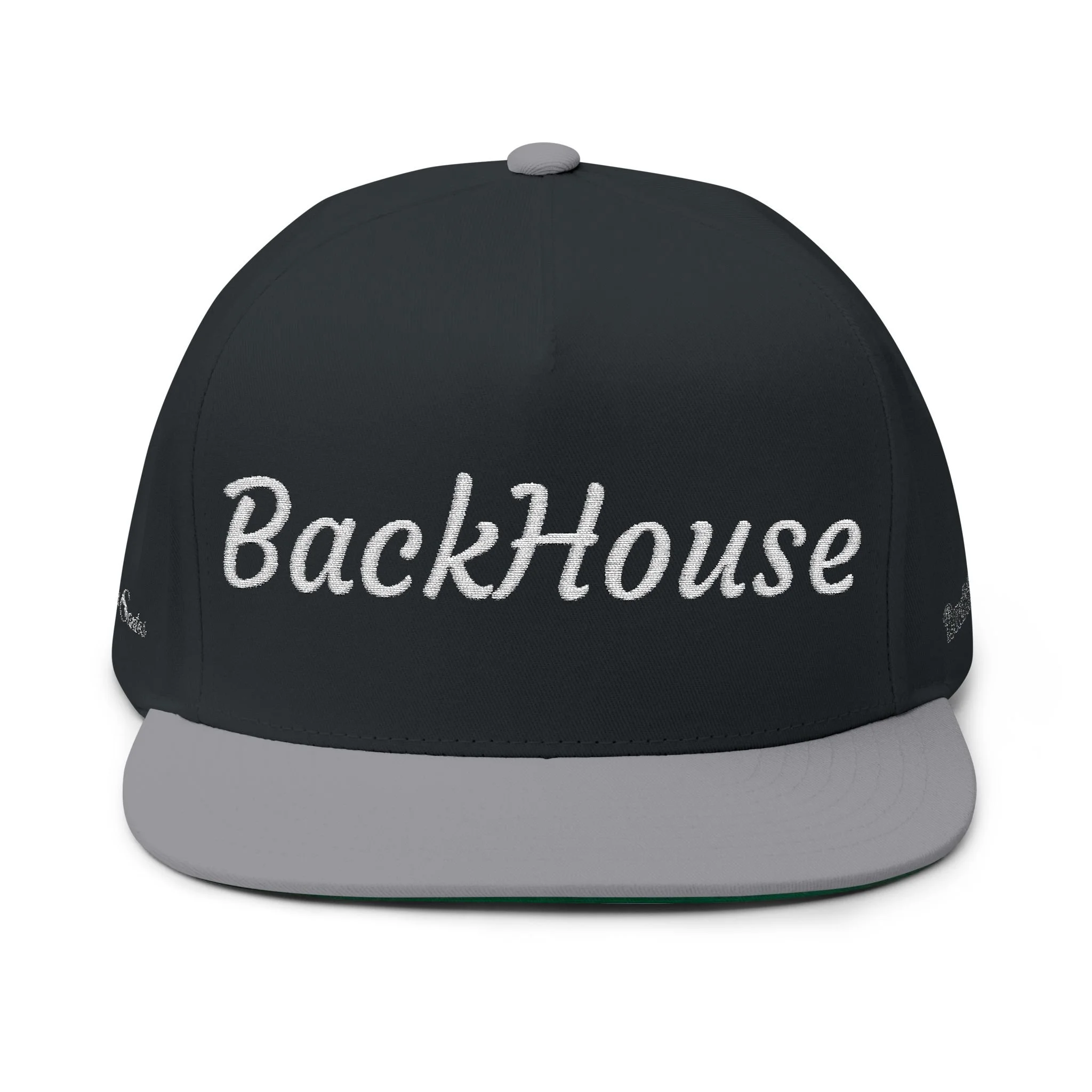 BackHouse embroidered Flat Bill Cap | script logo snapback