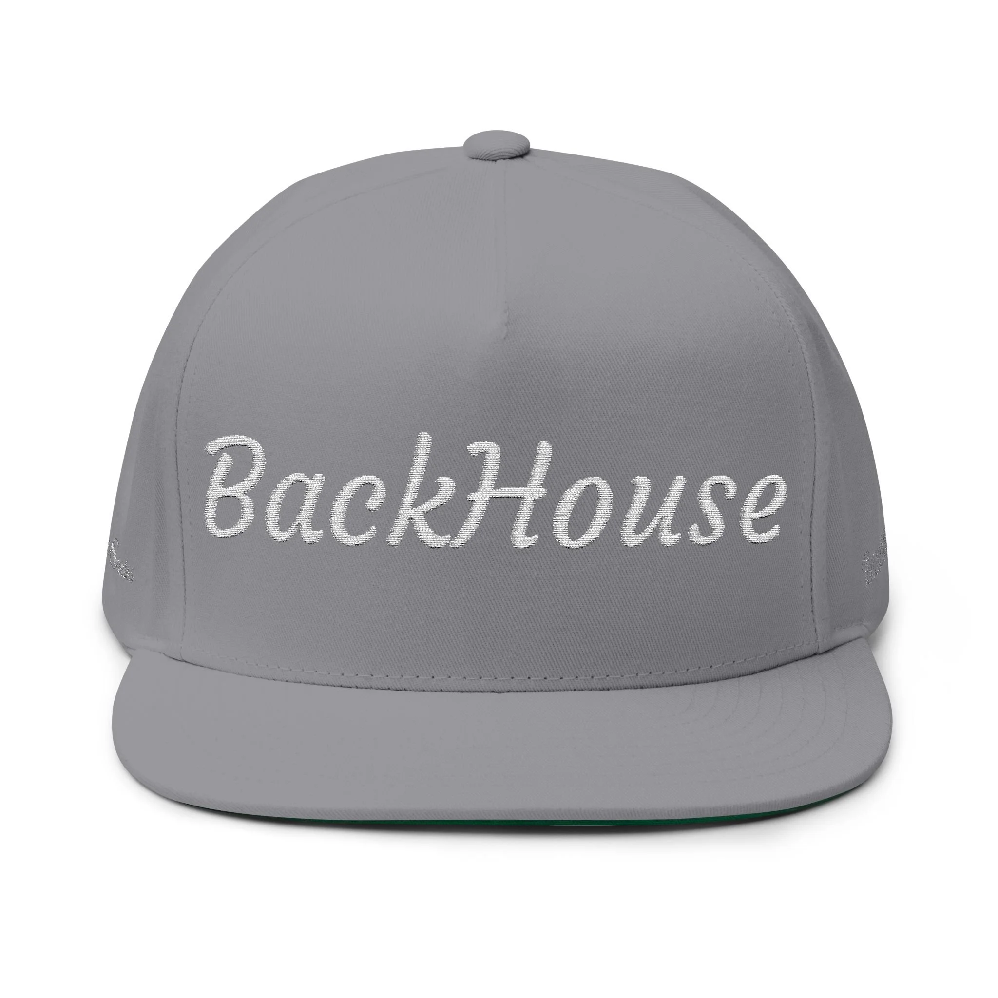 BackHouse embroidered Flat Bill Cap | script logo snapback