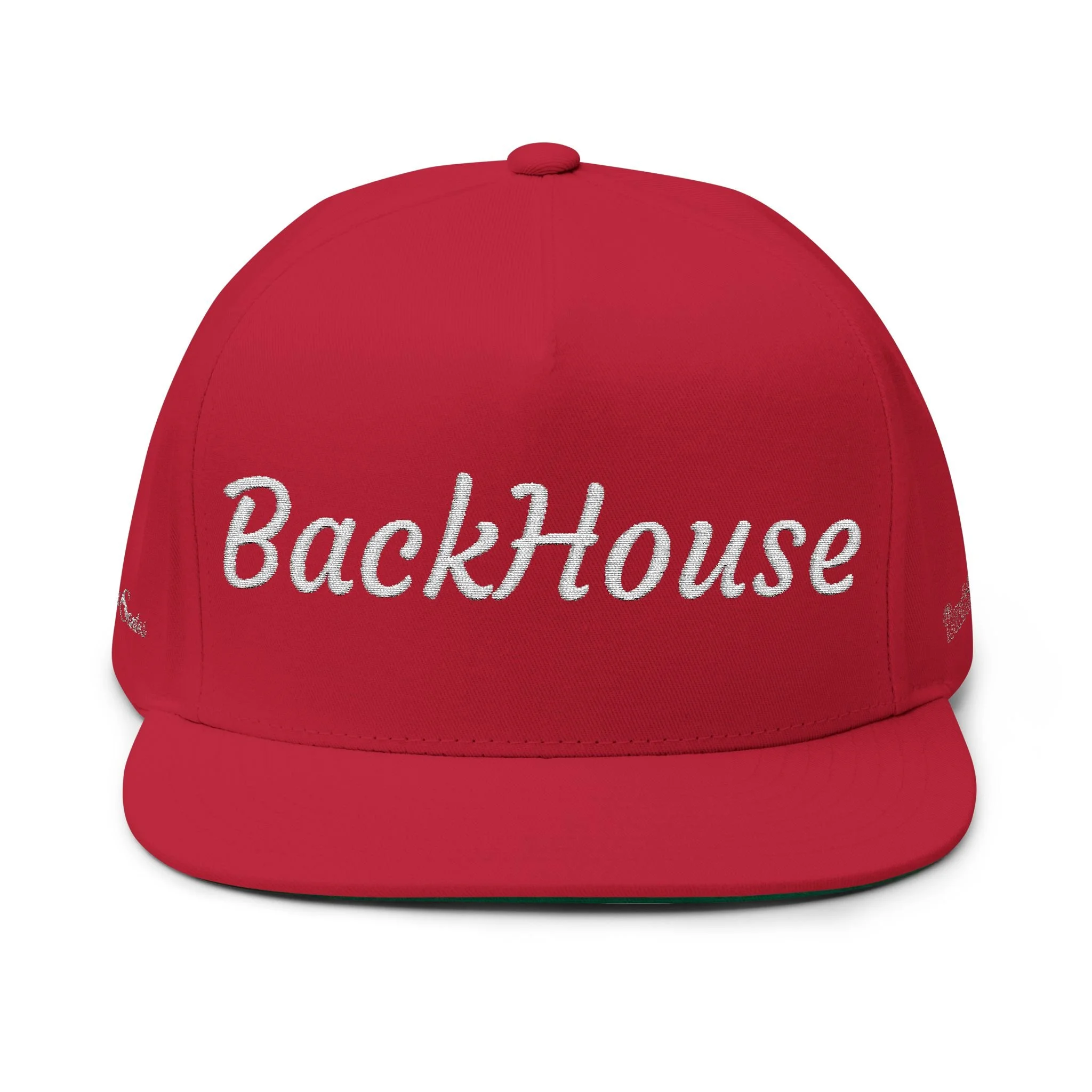 BackHouse embroidered Flat Bill Cap | script logo snapback