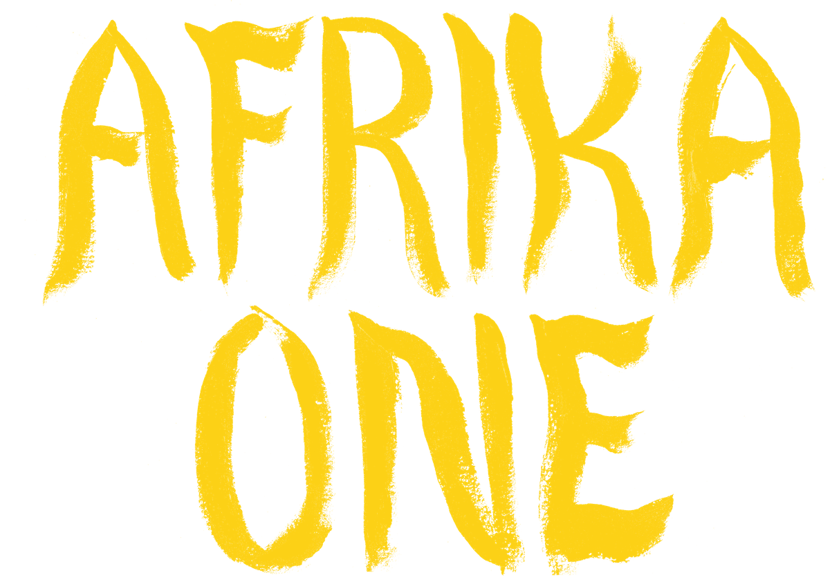 Afrika One - Painted yellow words in dry brush strokes
