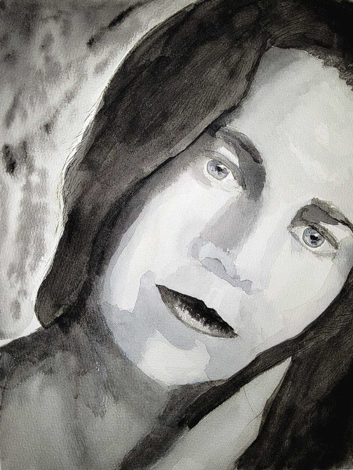 Natalie Merchant - Rendered in expressive grayscale, capturing her introspective presence through quiet tones and soft contrast.