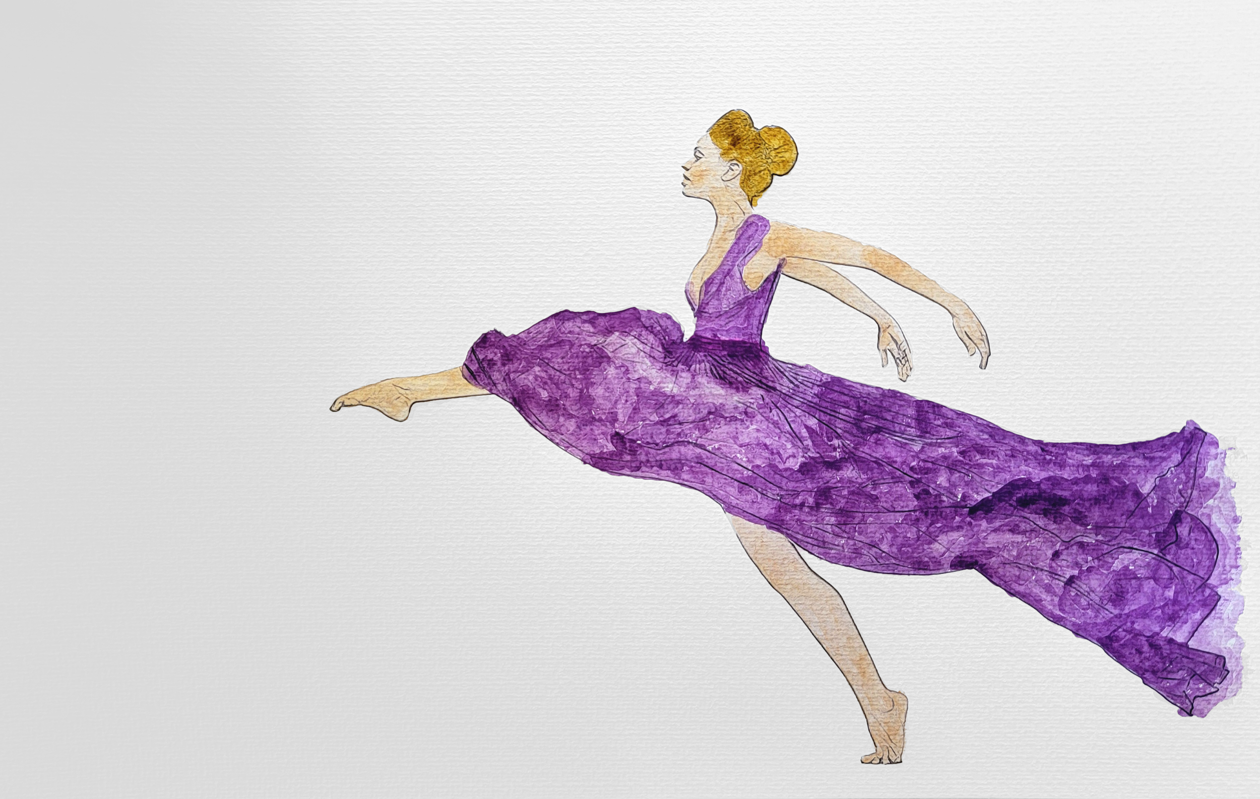 Dancer in Purple - A poised composition that balances grounded form with upward lift and movement.