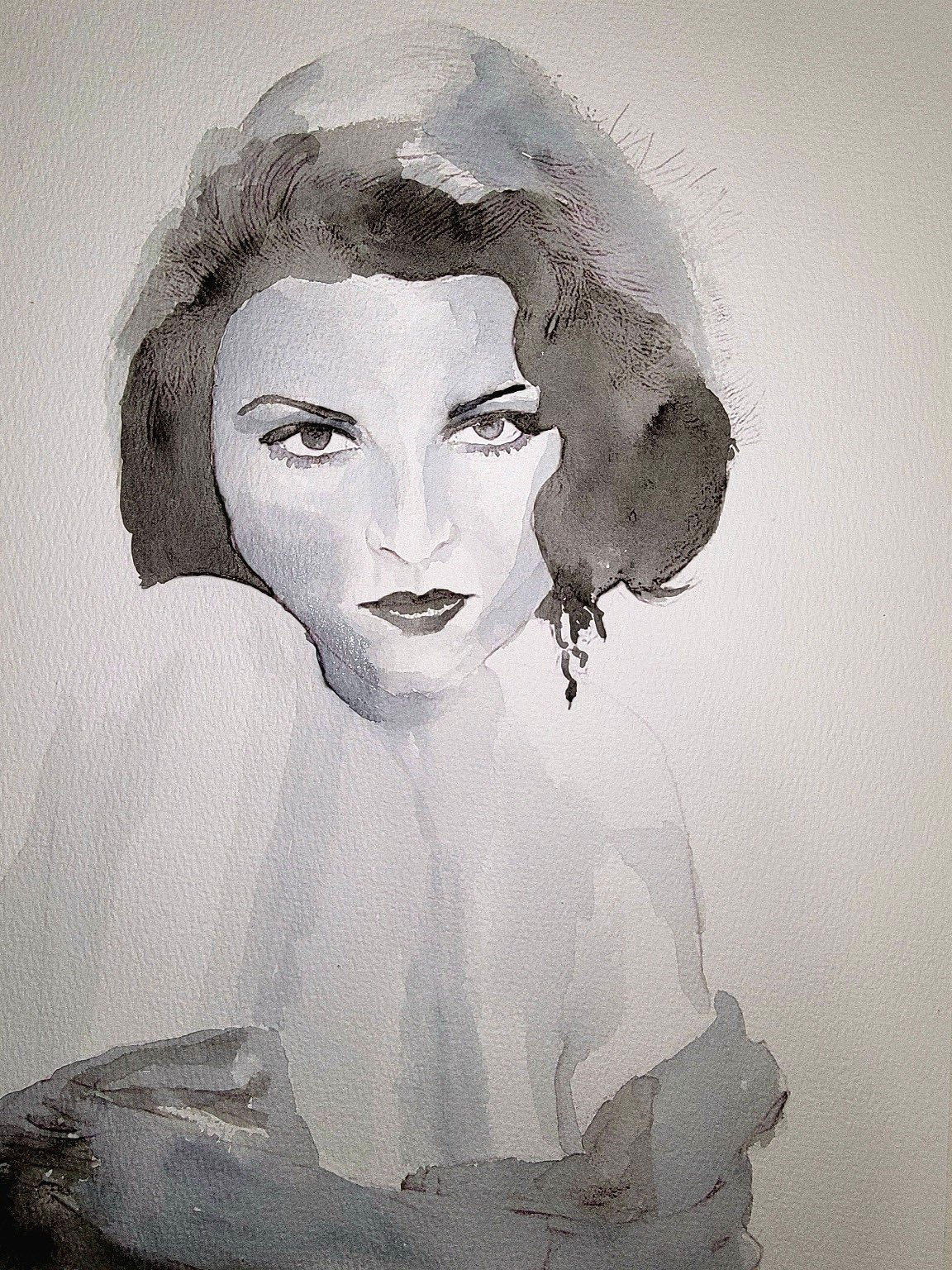 Lilian Bond – A poised portrayal of the British-American starlet, captured in soft grayscale washes that hint at both elegance and defiance.