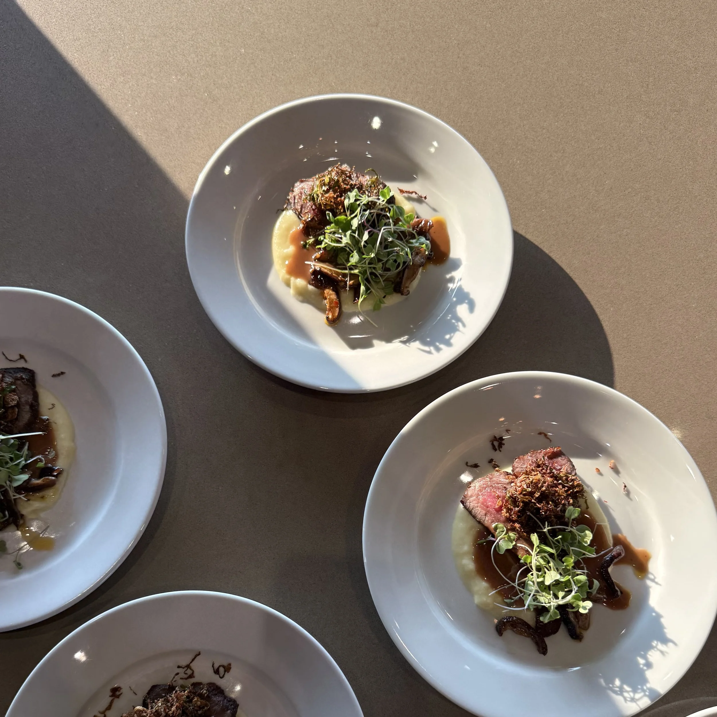 SMOKED ROOT PURÉE, FIVE-SPICED HANGER, GRILLED SHIITAKES, GOCHUJANG BORDELAISE, FRIED BRUSSELS
