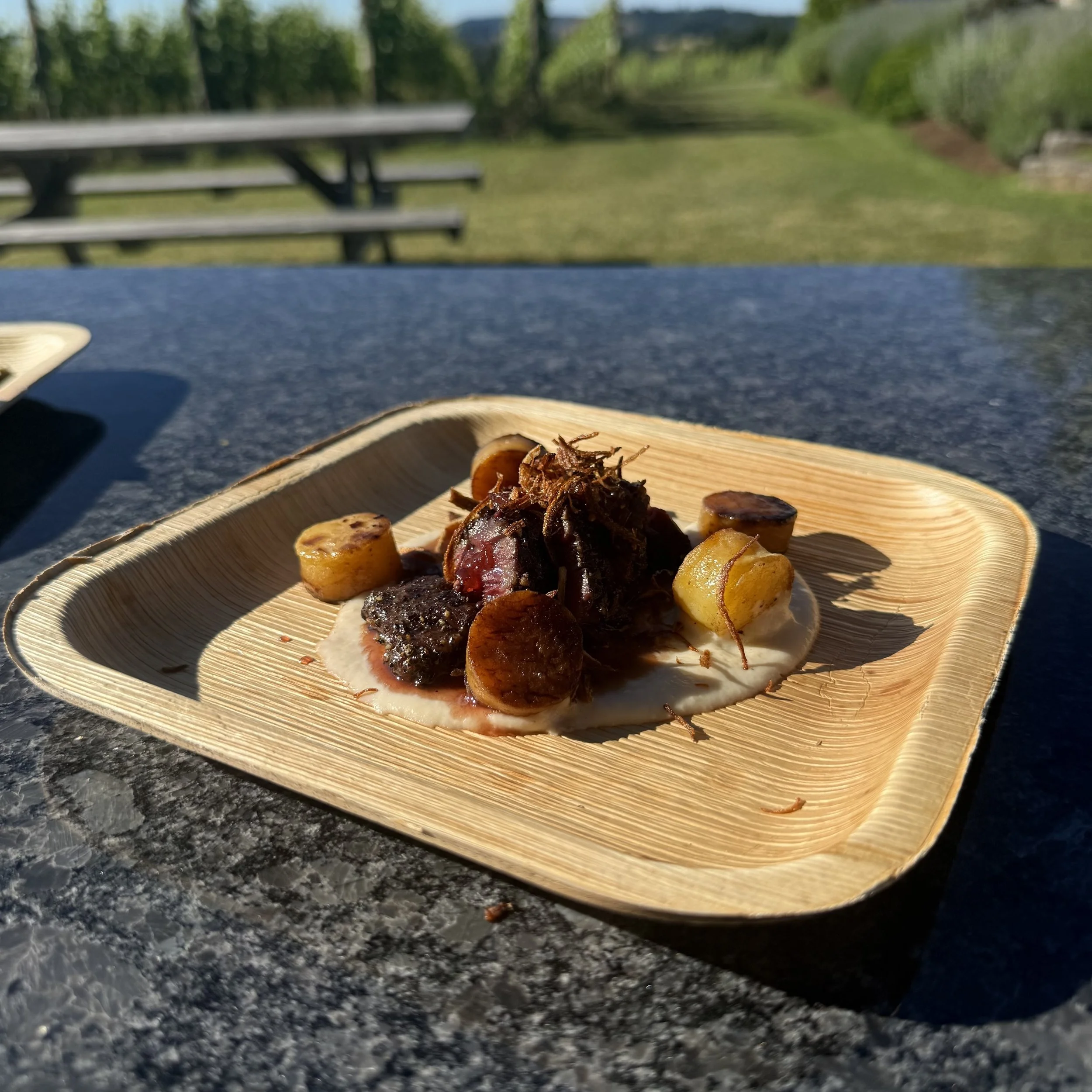 SMOKED ROOT PURÉE, FIVE-SPICED HANGER, GRILLED SHIITAKES, GOCHUJANG BORDELAISE