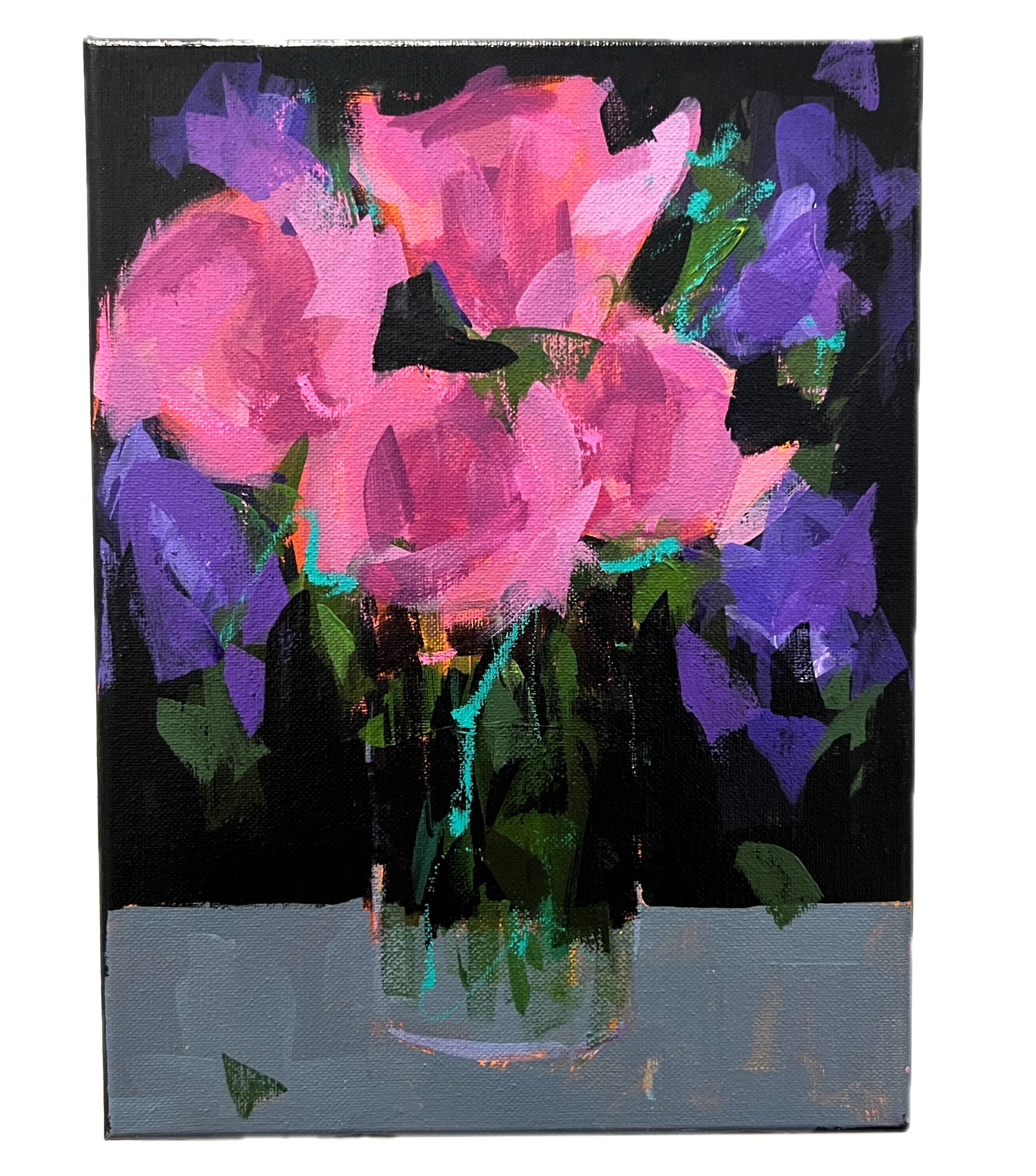 Abrupt,
acrylic, solid marker on canvas,
9"x12"