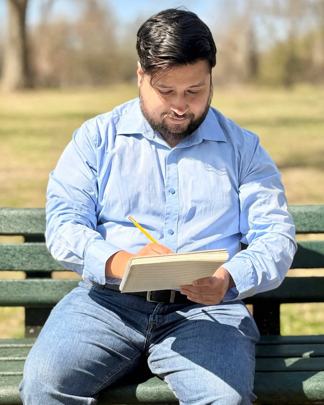 hugo with manuscript.JPEG