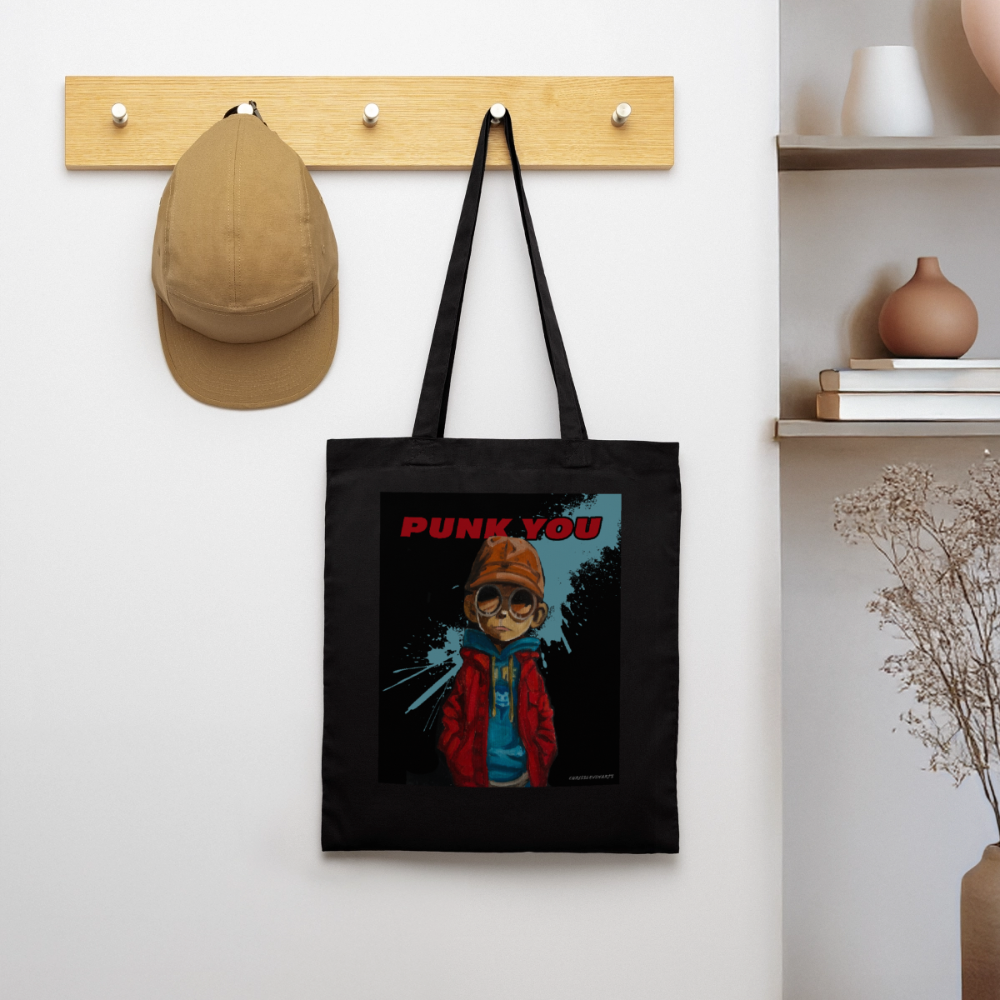 “PUNK YOU” Artistic Canvas Tote Bag | Eco-Friendly Reusable Shopper