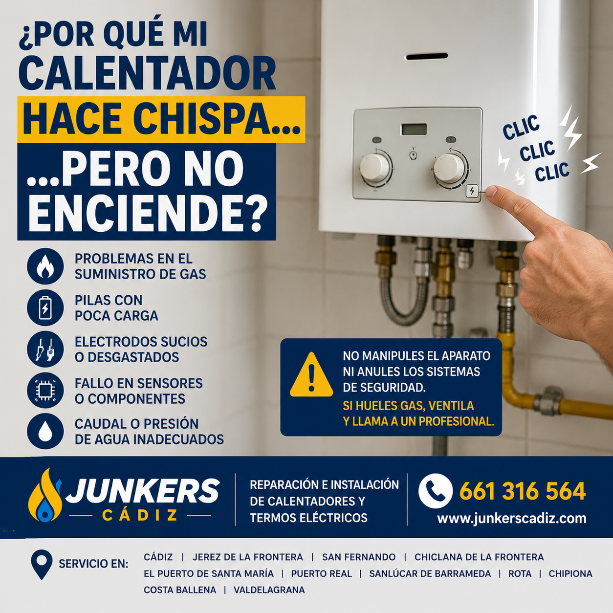 ¿Por qué mi calentador hace chispa pero no enciende? Causas y qué hacer