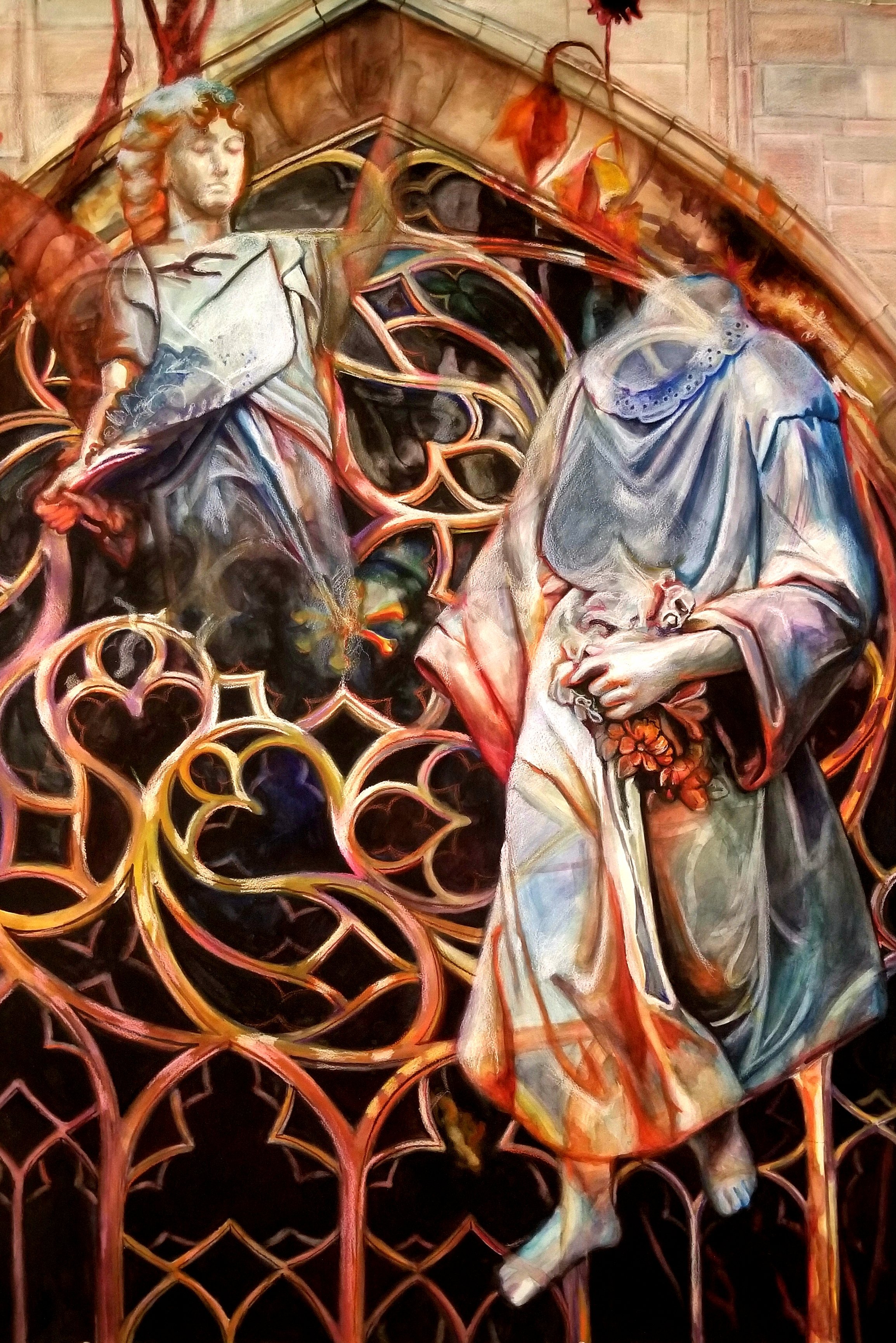 Ceremony, watercolor and colored pencil on watercolor paper, 48 x 30 in. 2017