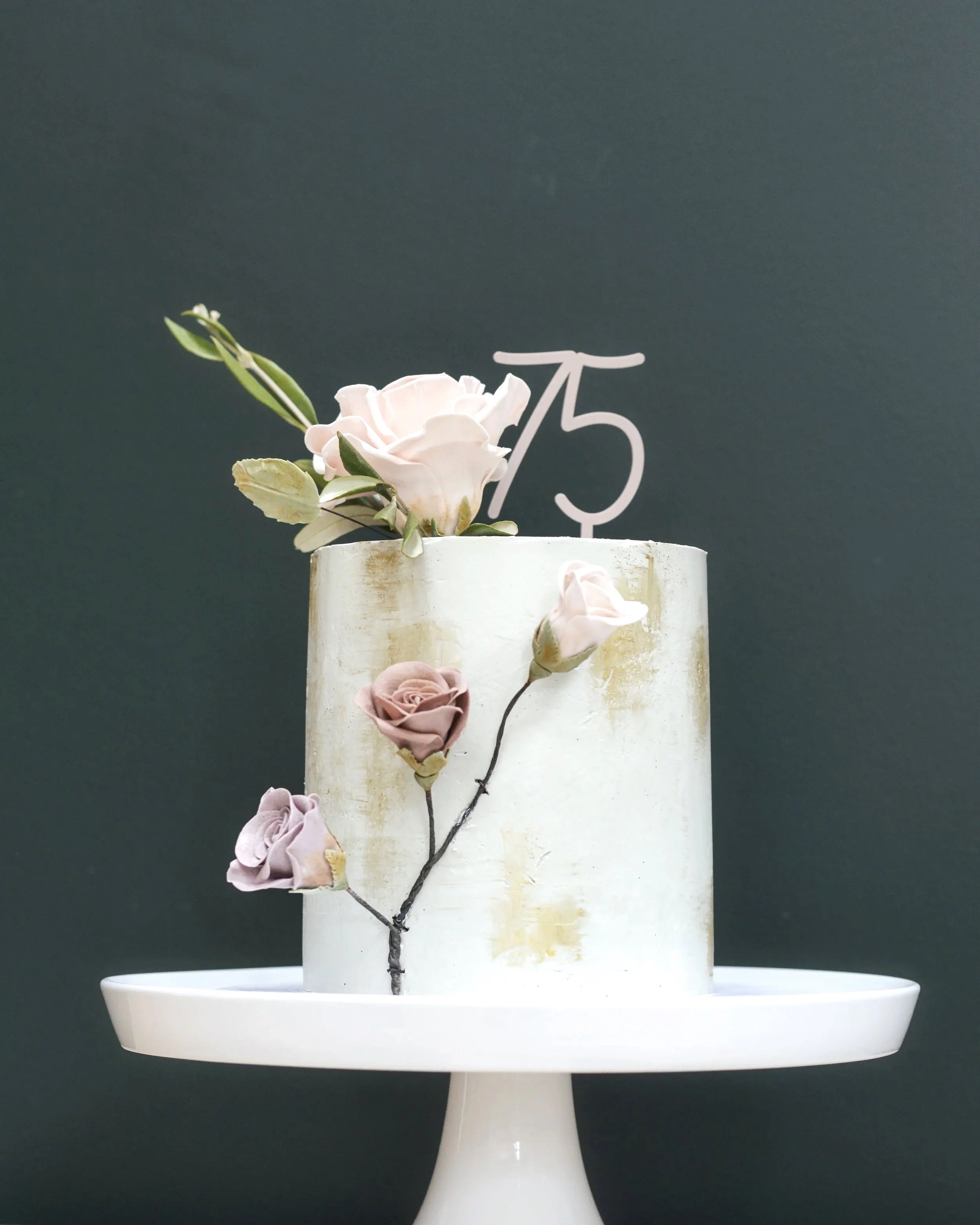 Bespoke celebration cake with premium buttercream frosting, and handmade sugar flowers, Floc Bakes Manchester