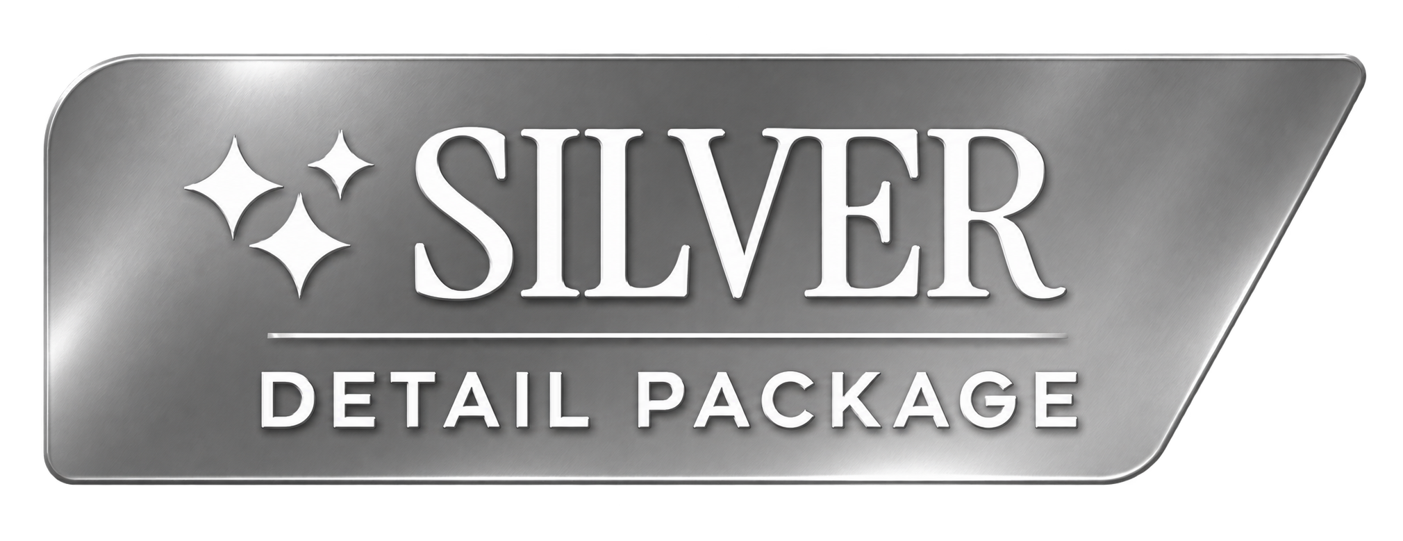 Silver badge with the words "Silver Detail Package" and a logo of three stars.