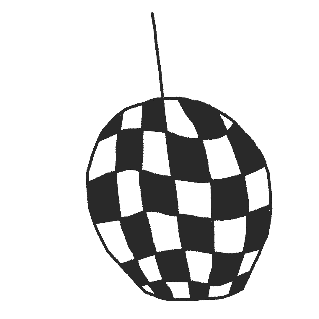 Ballon met een ontwerp van zwarte en grijze vierkanten, lijkt op een disco-bal. Skill School.