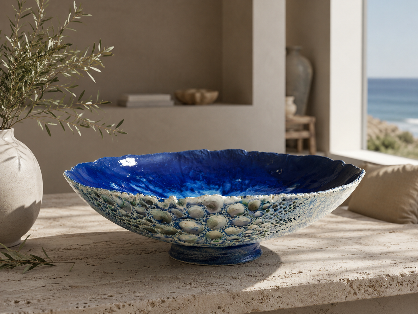 Finley Blue Glaze Centerpiece