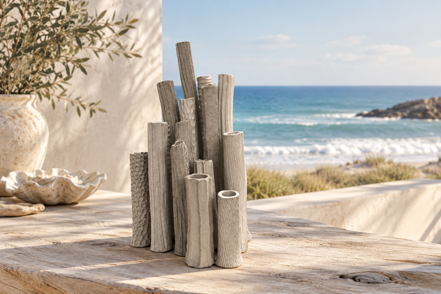 Ceramic sculpture of multiple textures