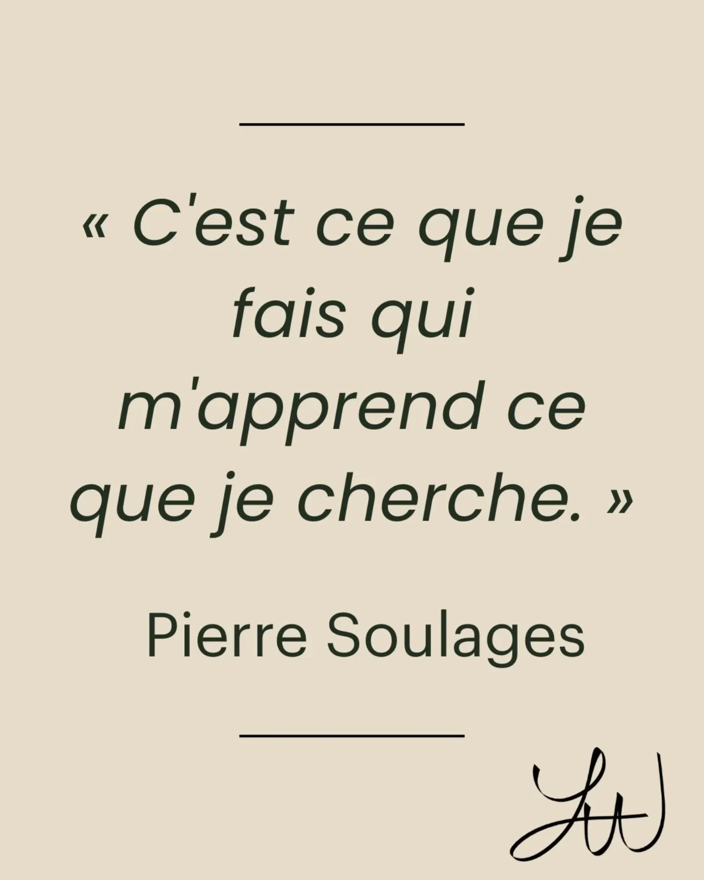 Cela fait trois ans jour pour jour que le ma&icirc;tre du noir nous a quitt&eacute;s. L'occasion de partager l'une de mes citations favorites sur le processus cr&eacute;atif.
#pierresoulages #quotes #inspiration