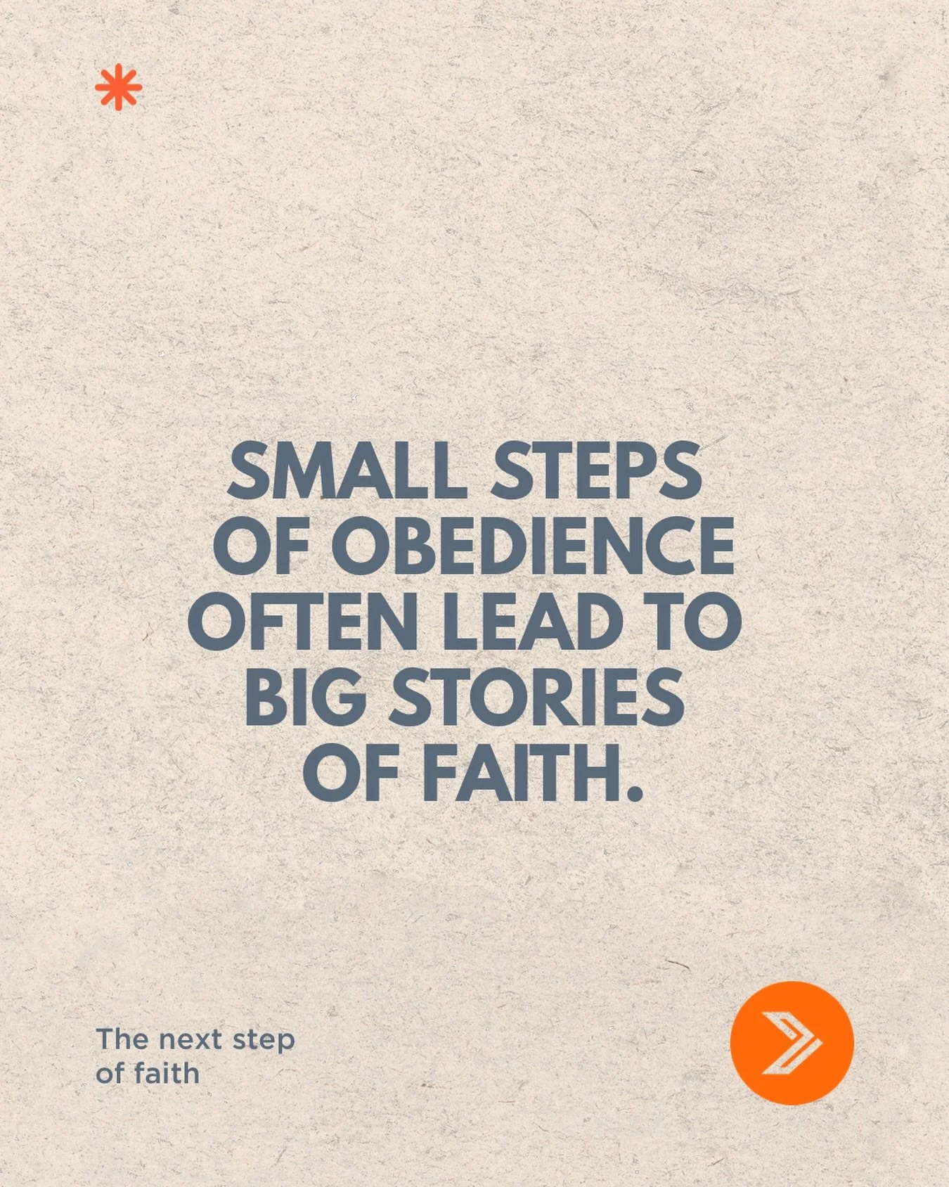 Noah built the ark one plank at a time.
Ruth took one journey.
Peter took one step out of the boat.
The disciples left their nets one day at a time.

Following Jesus isn&rsquo;t about giant leaps&mdash;it&rsquo;s about daily obedience.

Whatever your