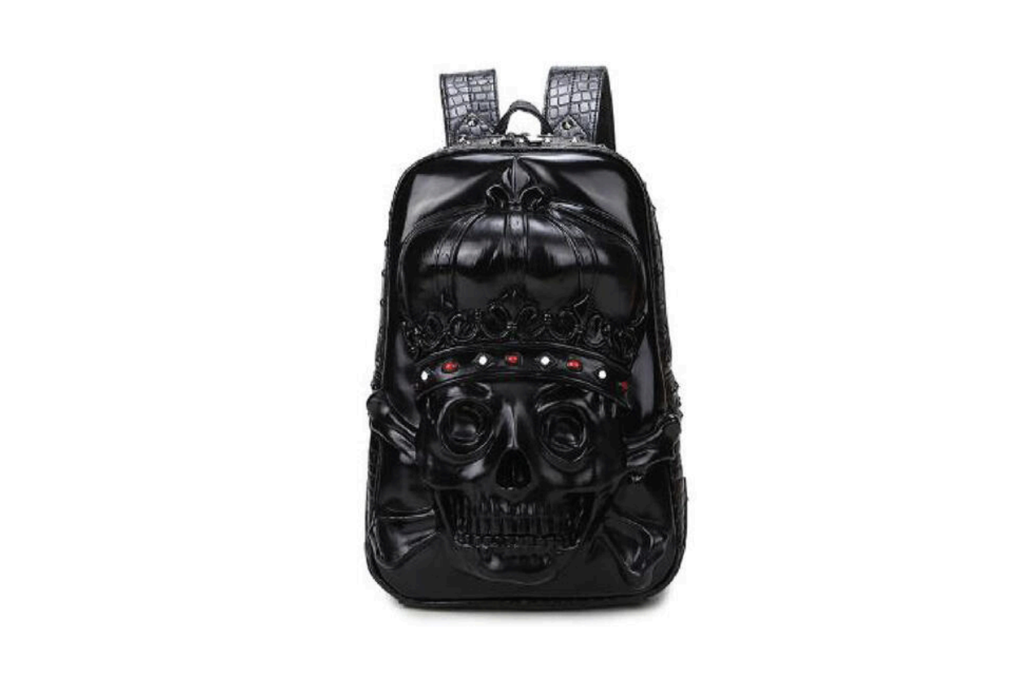 GENUINE 3D FAUX LEATHER BOOKBAG - BLACK