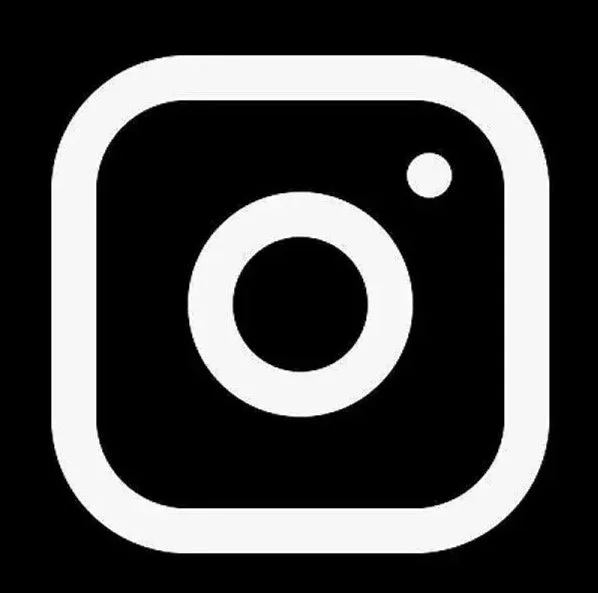 White Instagram logo on a black background.