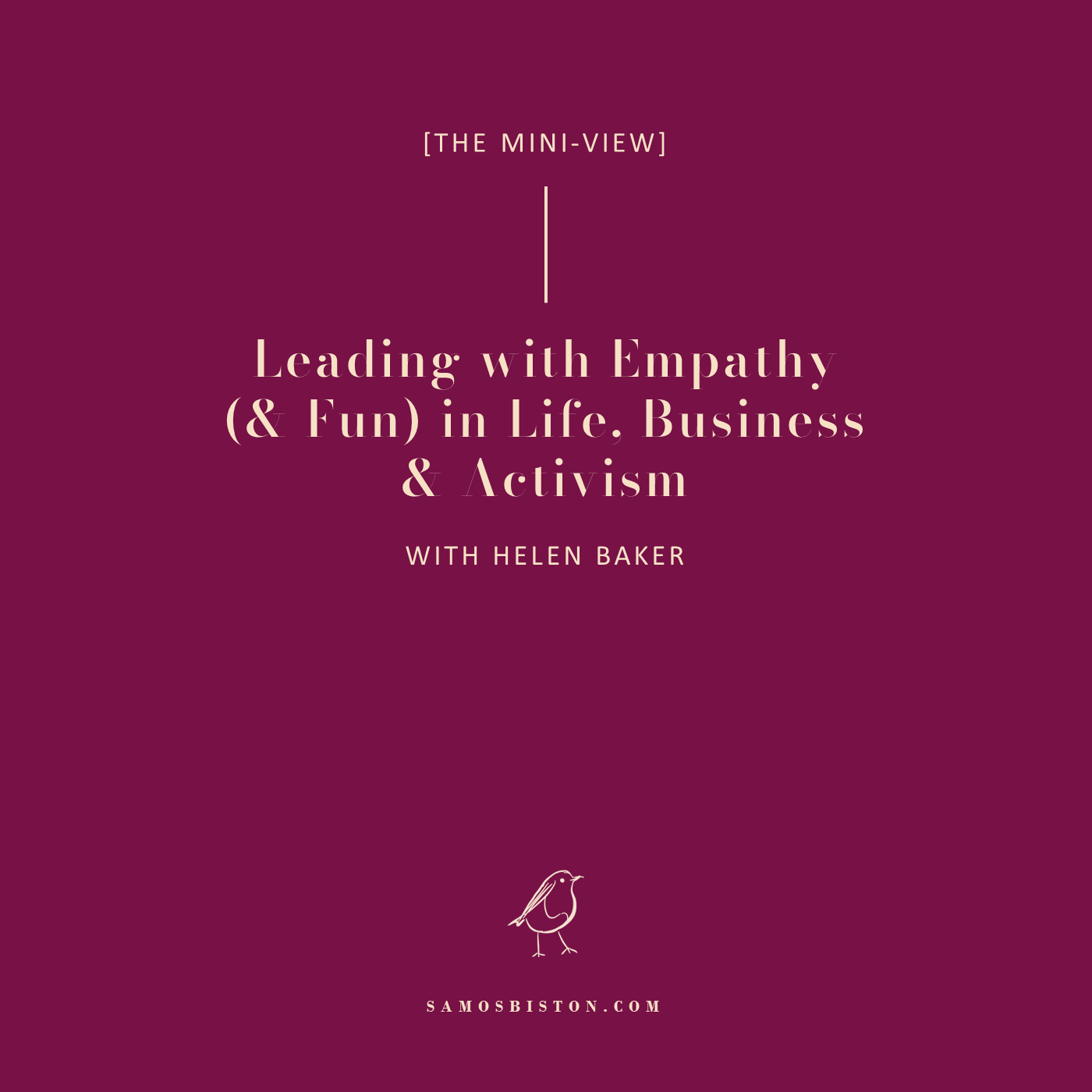 Graphic title "Leading with empathy (&Fun) in life, Business & Activism, Sam Osbiston